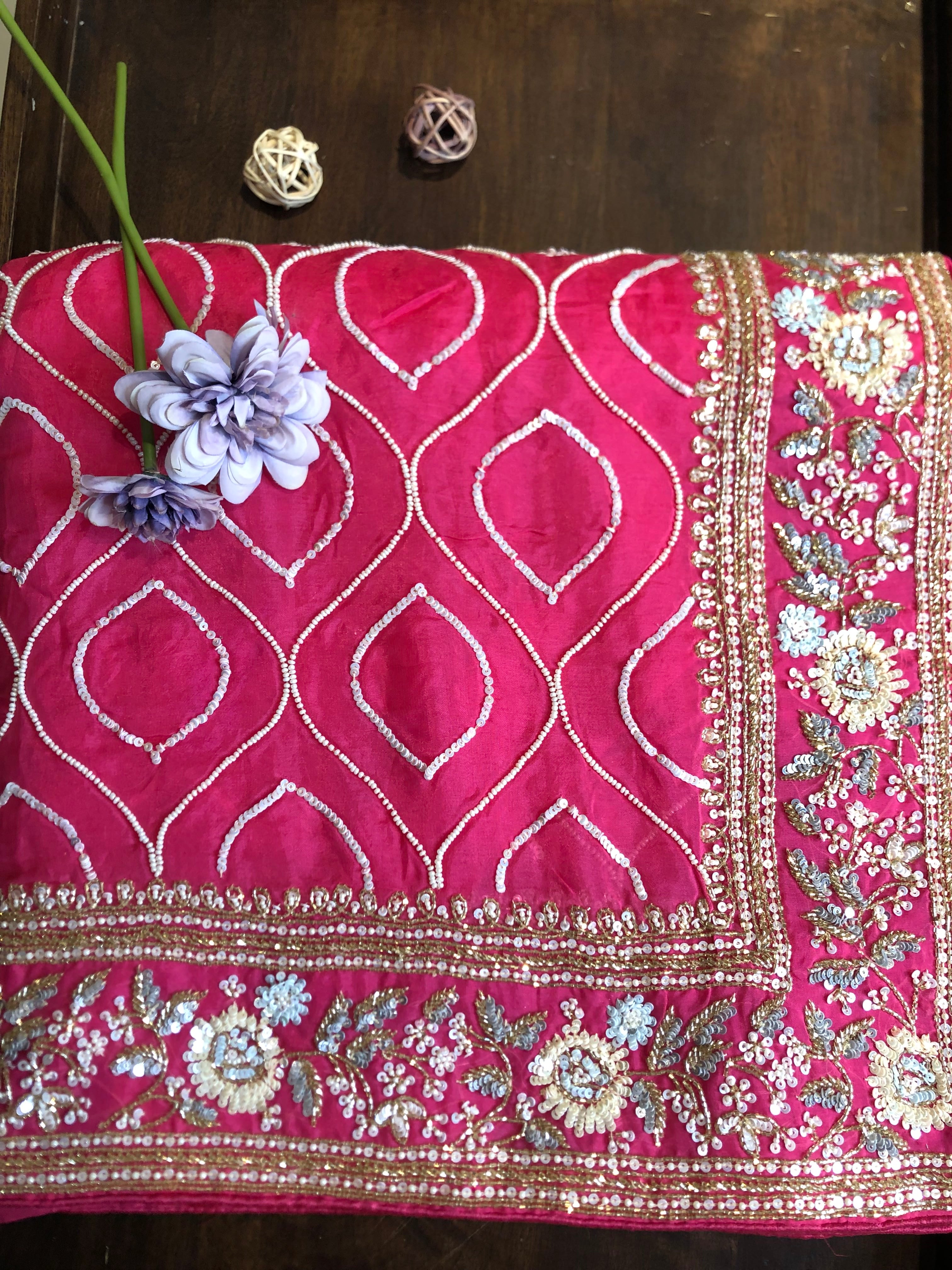 Organza Hot Pink  Saree