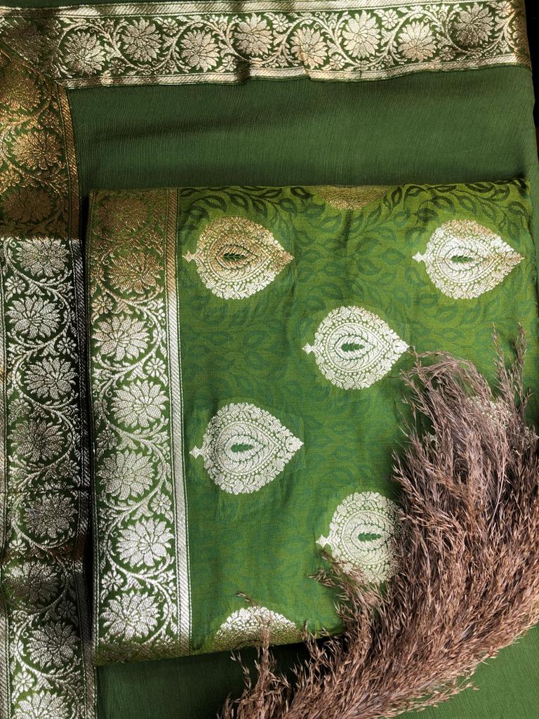 Banarasi Silk Unstitched Suit