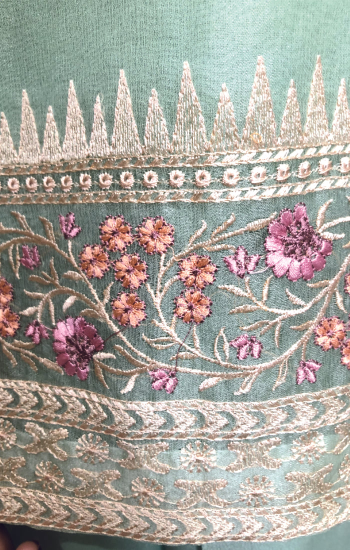 Organza fabric with Thread work