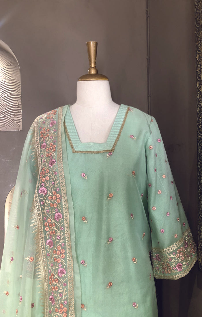 Organza fabric with Thread work