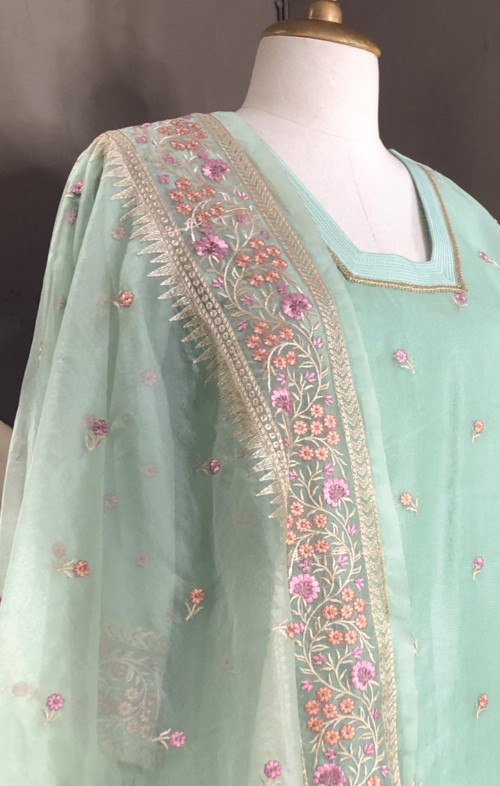 Organza fabric with Thread work