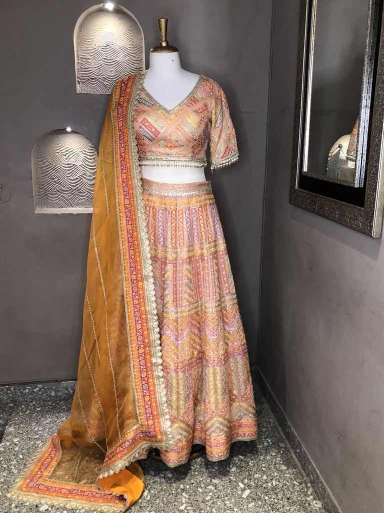 Multicolor Organza Lehenga