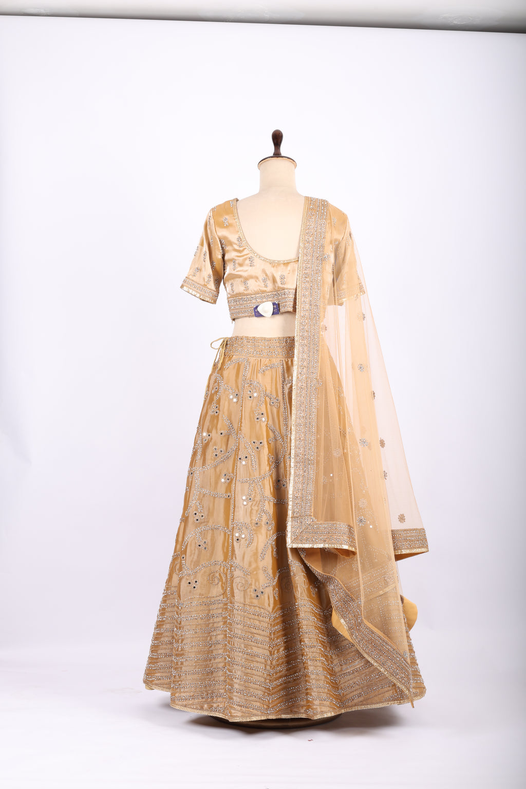 Golden Embroidered Silk Lehenga Set