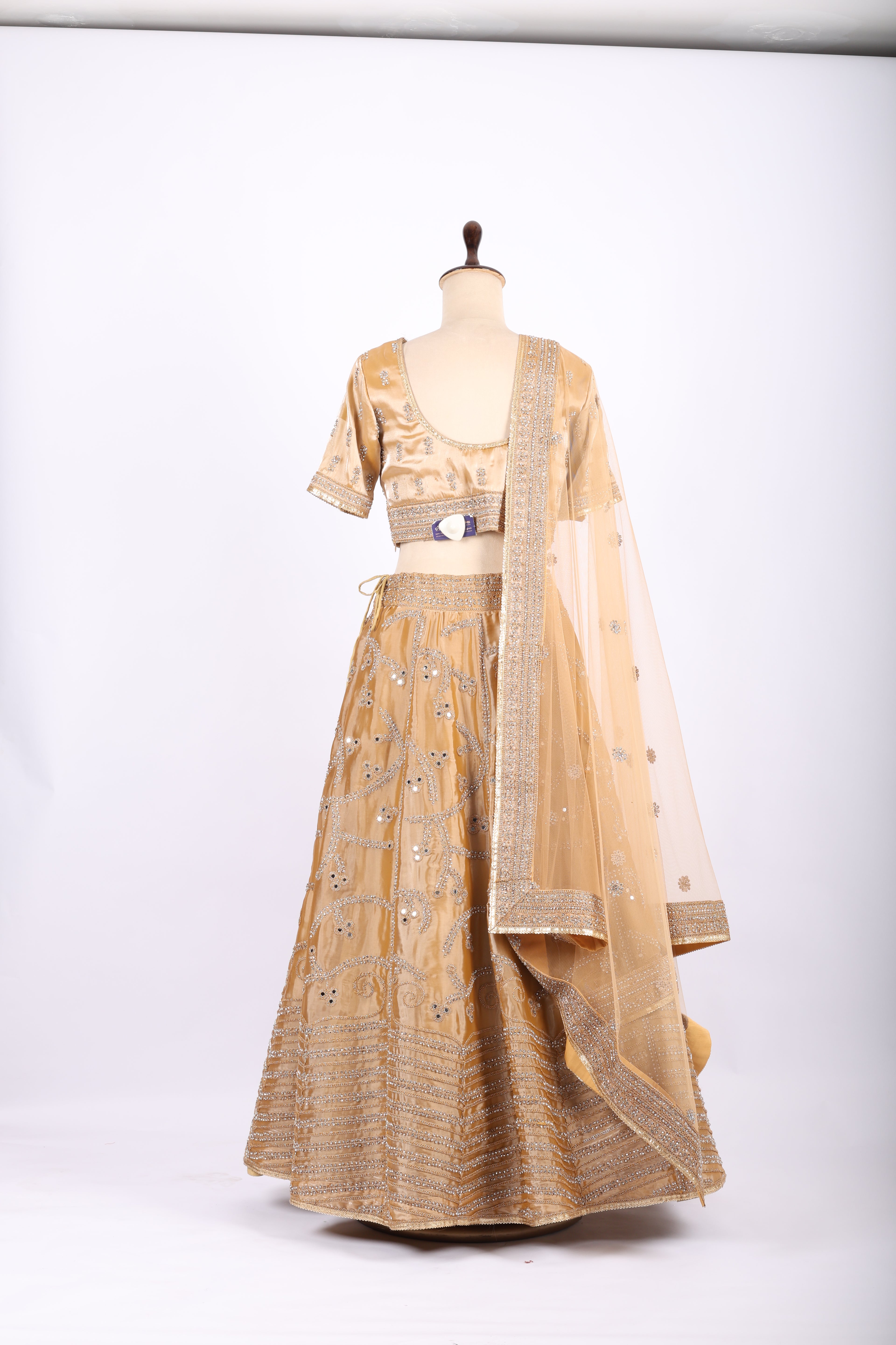 Golden Embroidered Silk Lehenga Set
