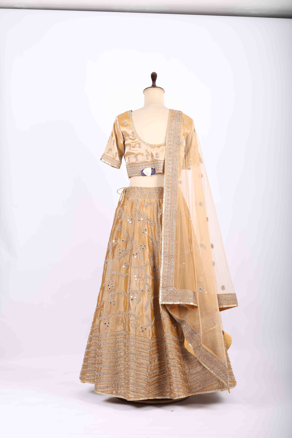 Golden Embroidered Silk Lehenga Set