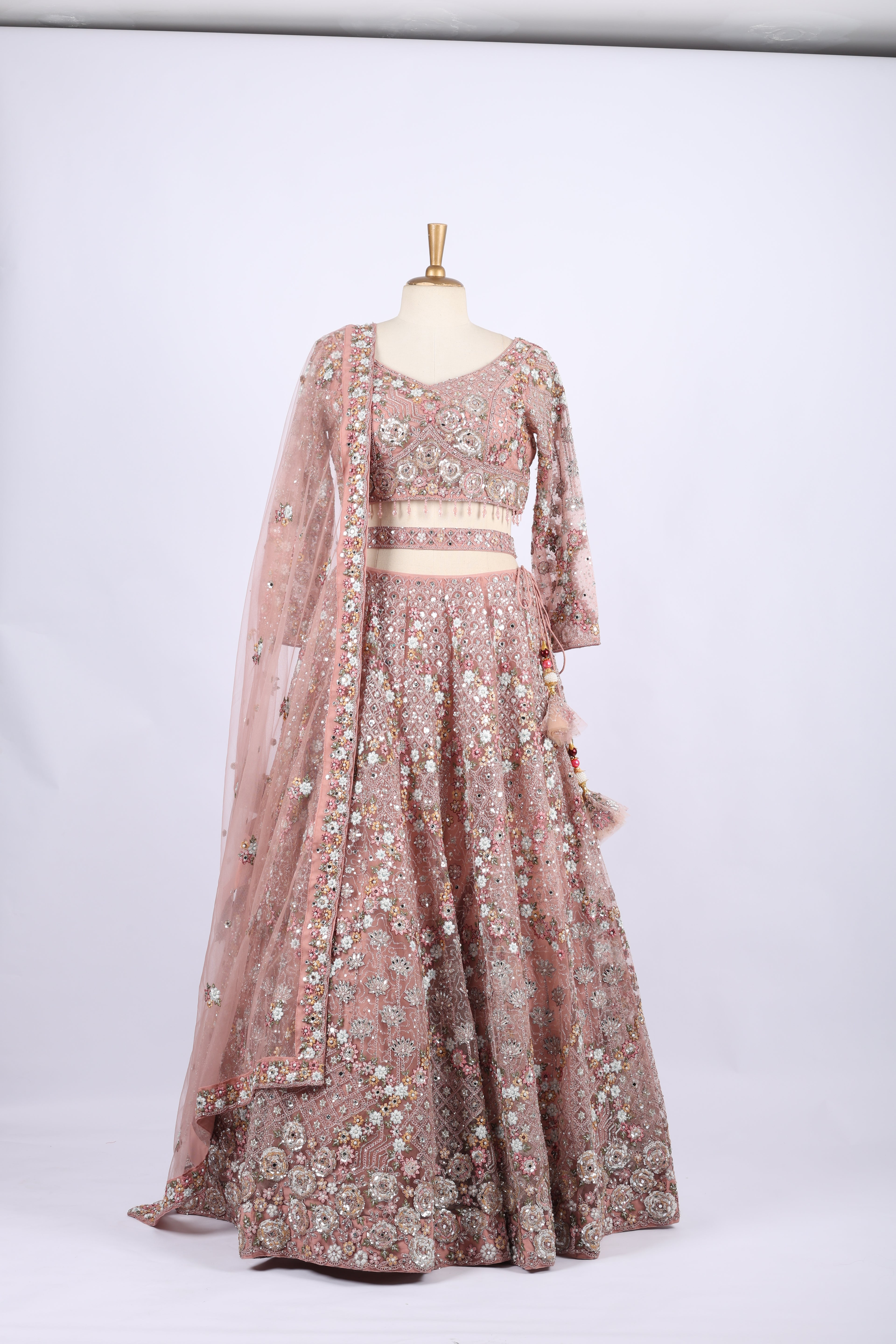 Golden  embroidery silk lehenga set