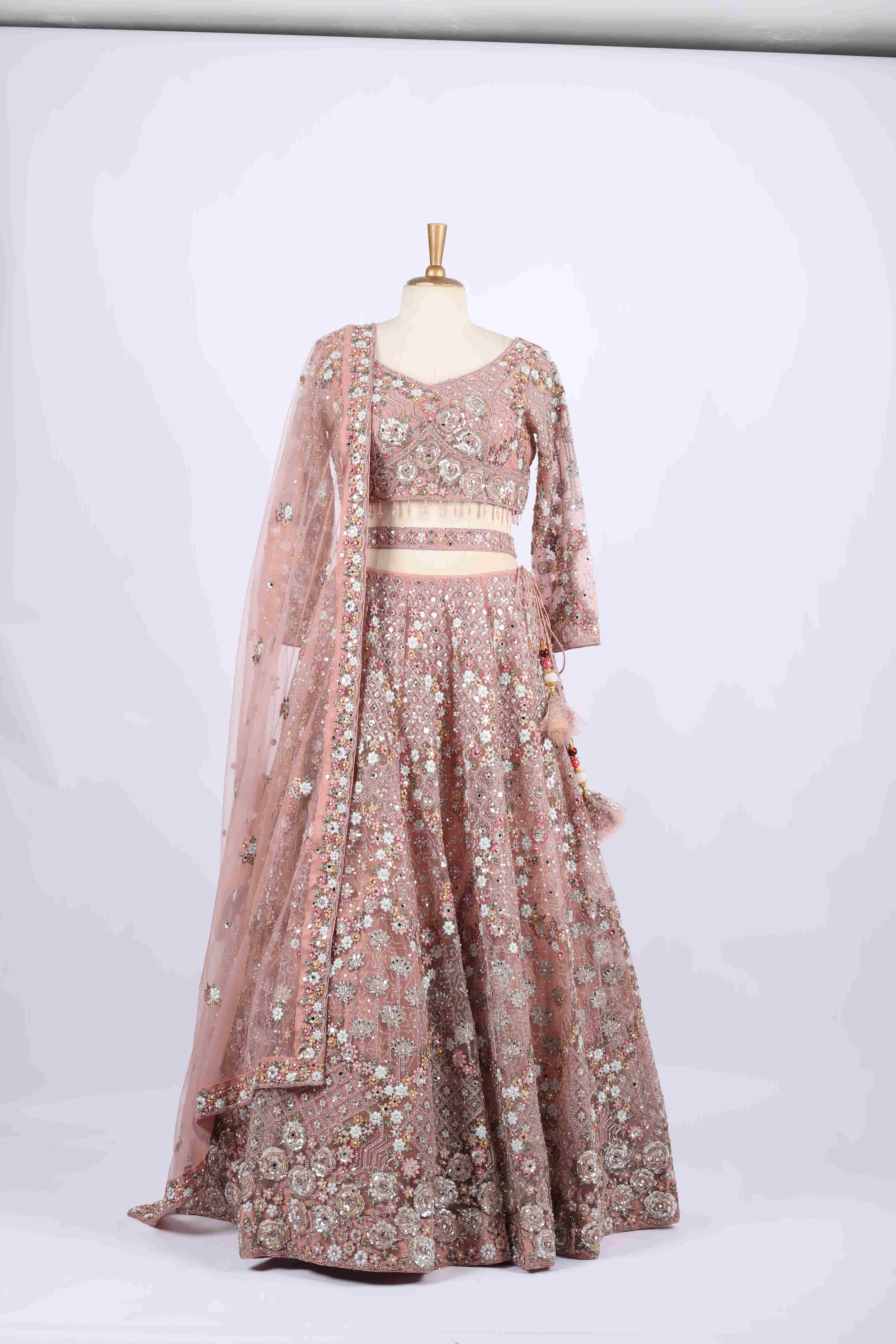Golden  embroidery silk lehenga set