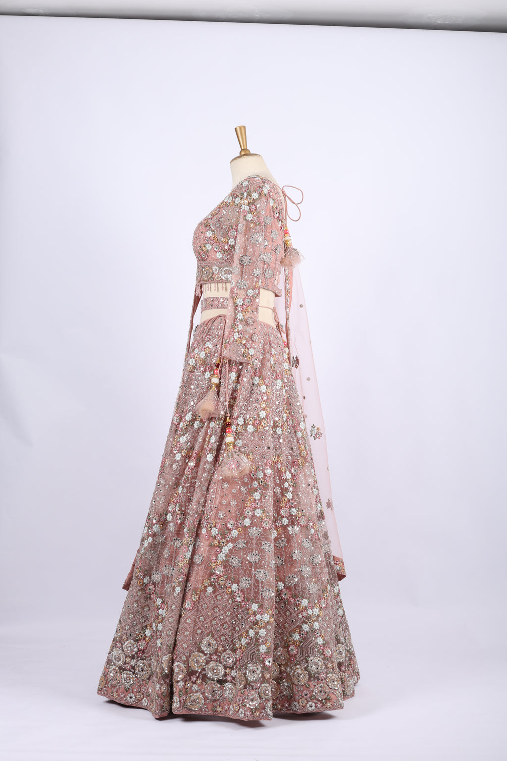 Golden  embroidery silk lehenga set