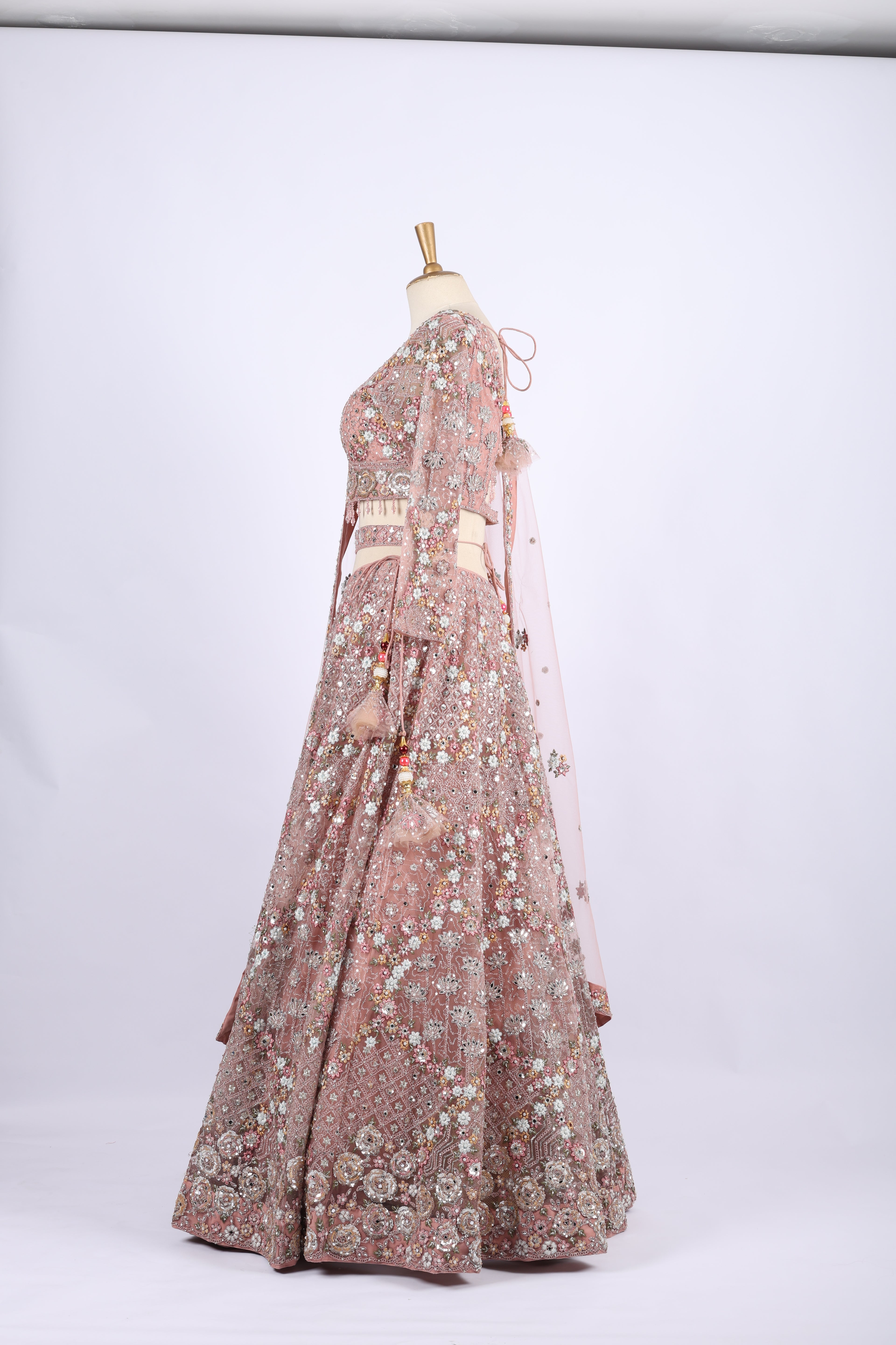 Golden  embroidery silk lehenga set