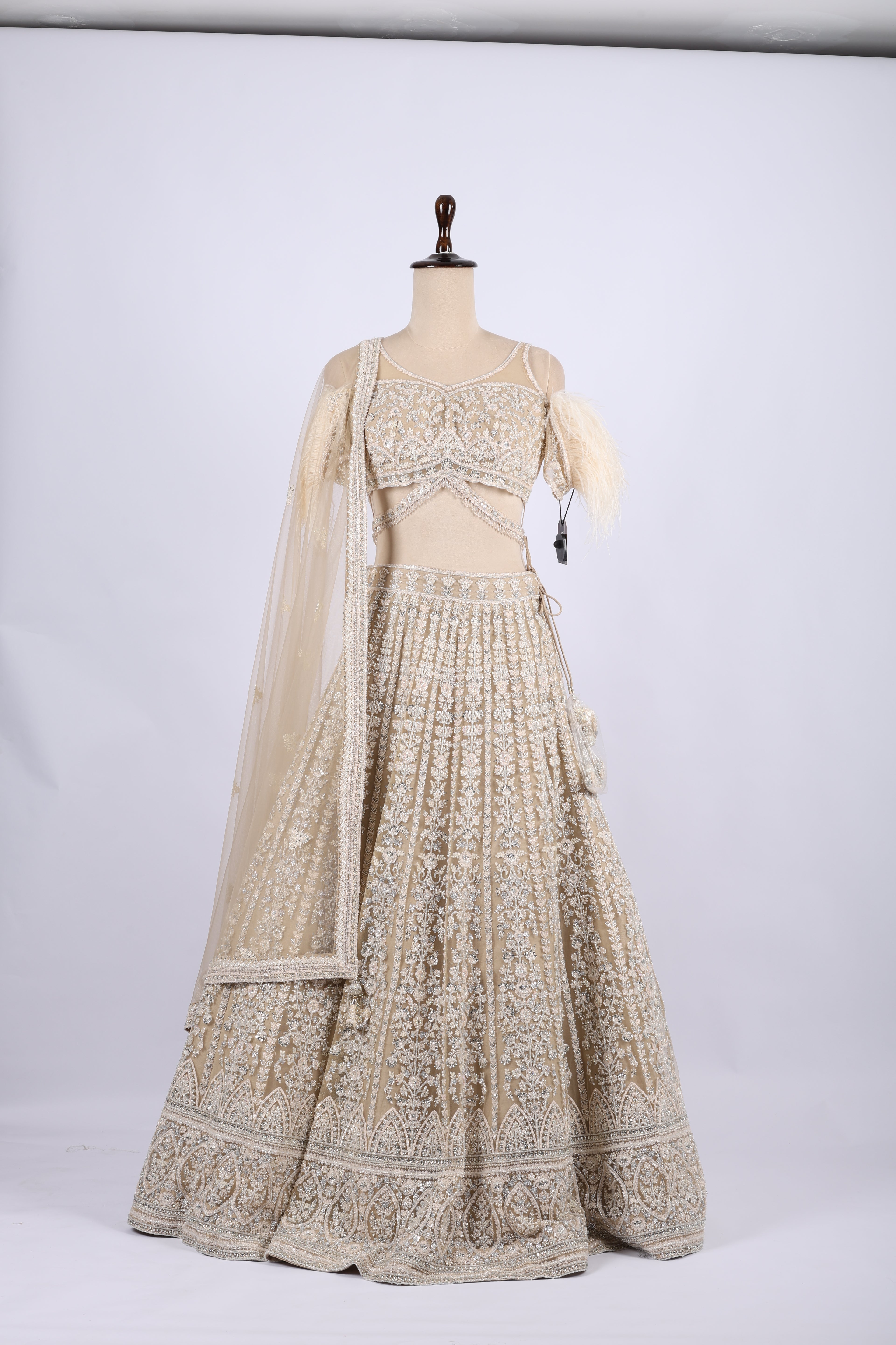 Ivory Designer Embroidered Bridal Lehenga Set
