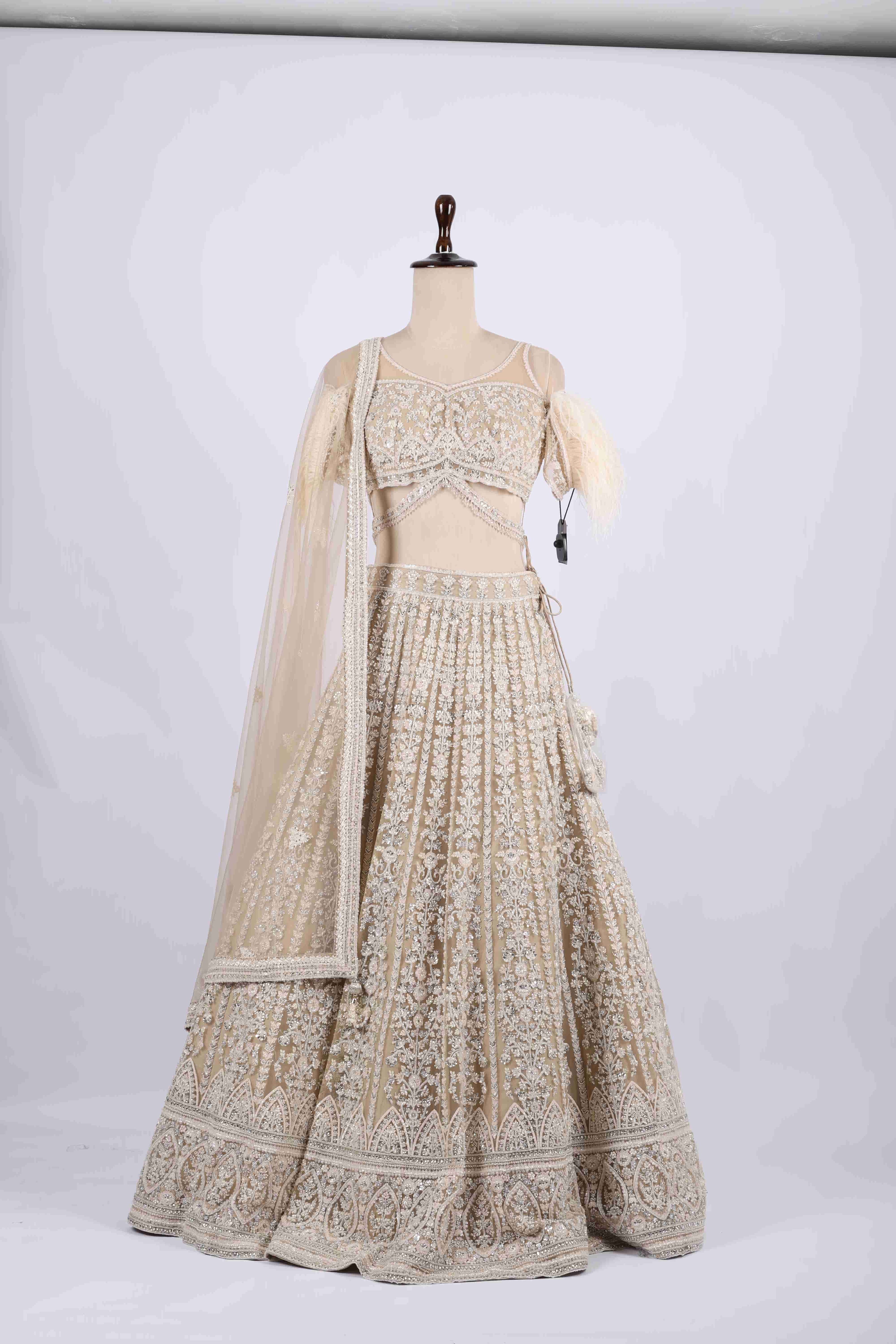 Ivory Designer Embroidered Bridal Lehenga Set