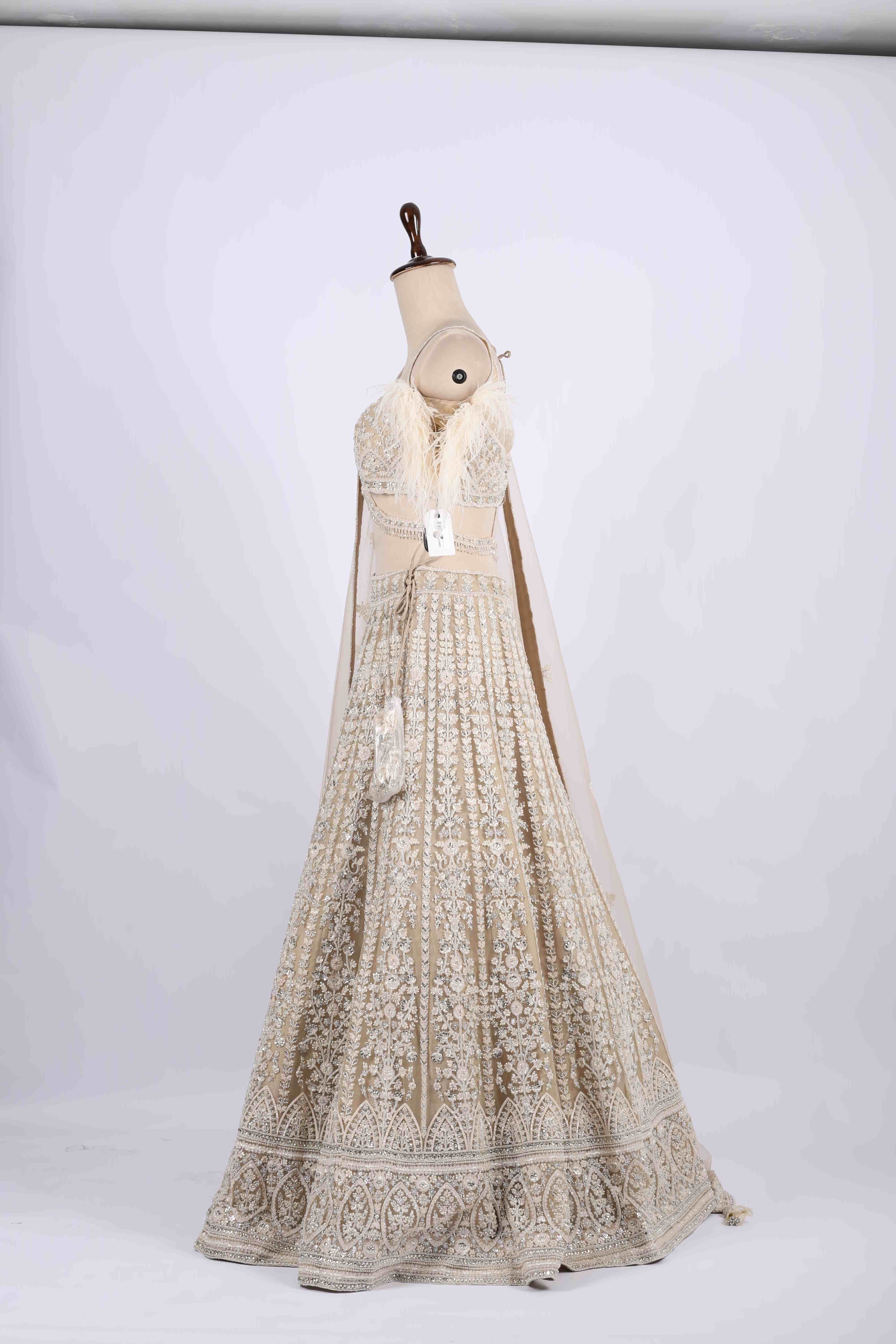 Ivory Designer Embroidered Bridal Lehenga Set