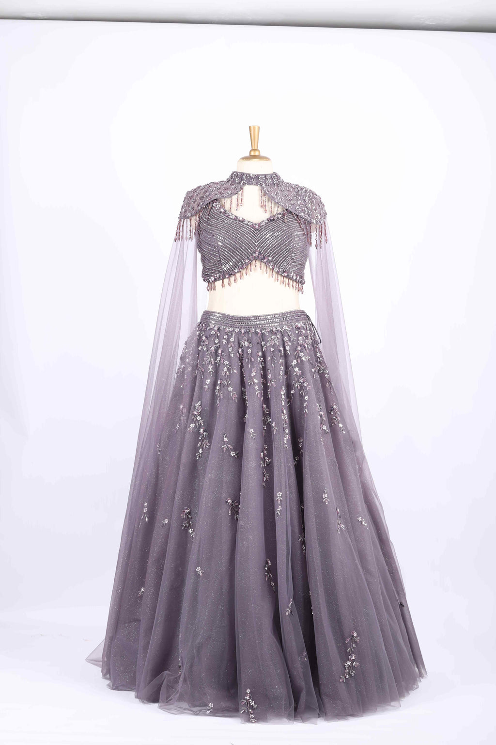 Smoky Mauve Embellished Party Wear Lehenga Set
