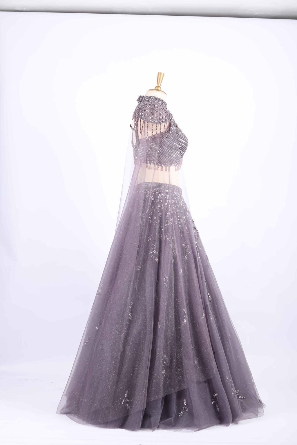 Smoky Mauve Embellished Party Wear Lehenga Set