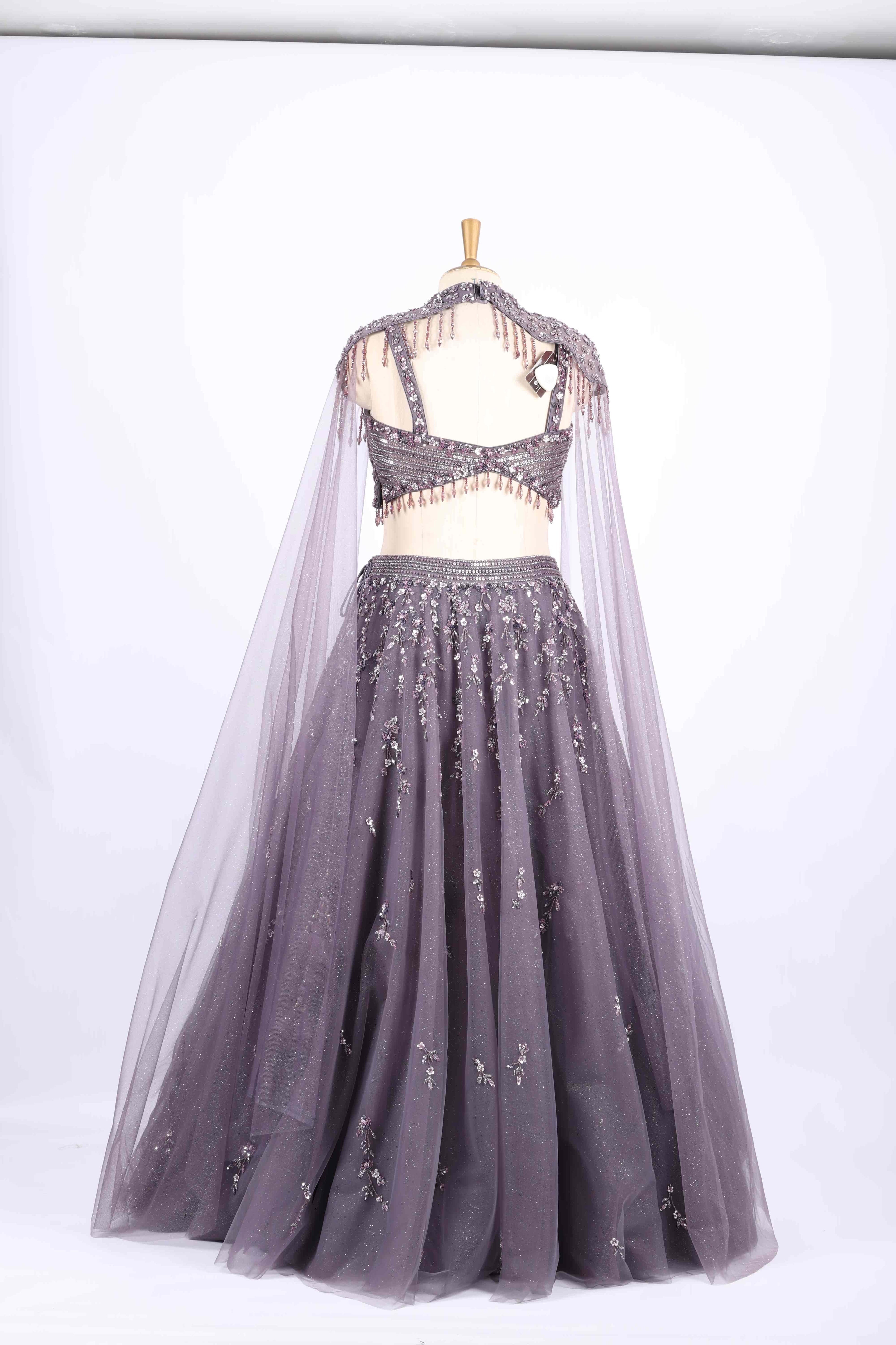 Smoky Mauve Embellished Party Wear Lehenga Set