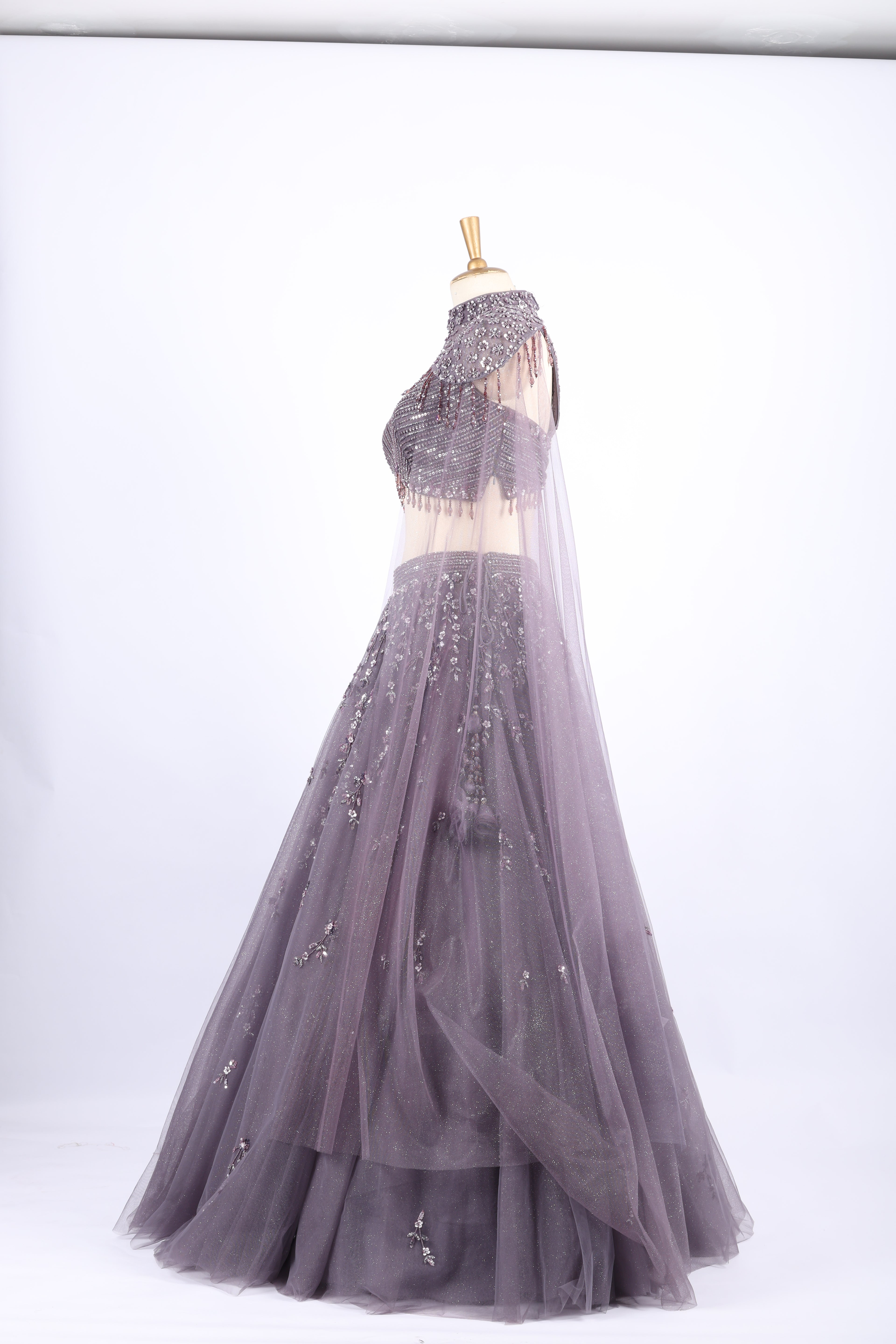 Smoky Mauve Embellished Party Wear Lehenga Set