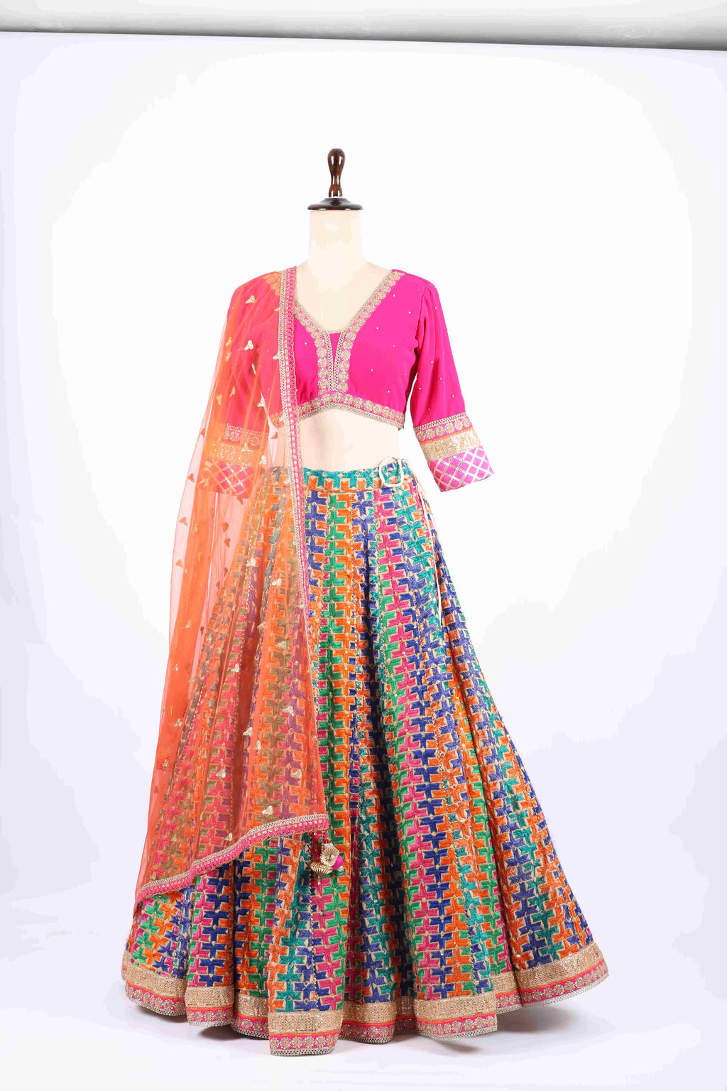 Vibrant Multicolor Embroidered Festive Lehenga Set