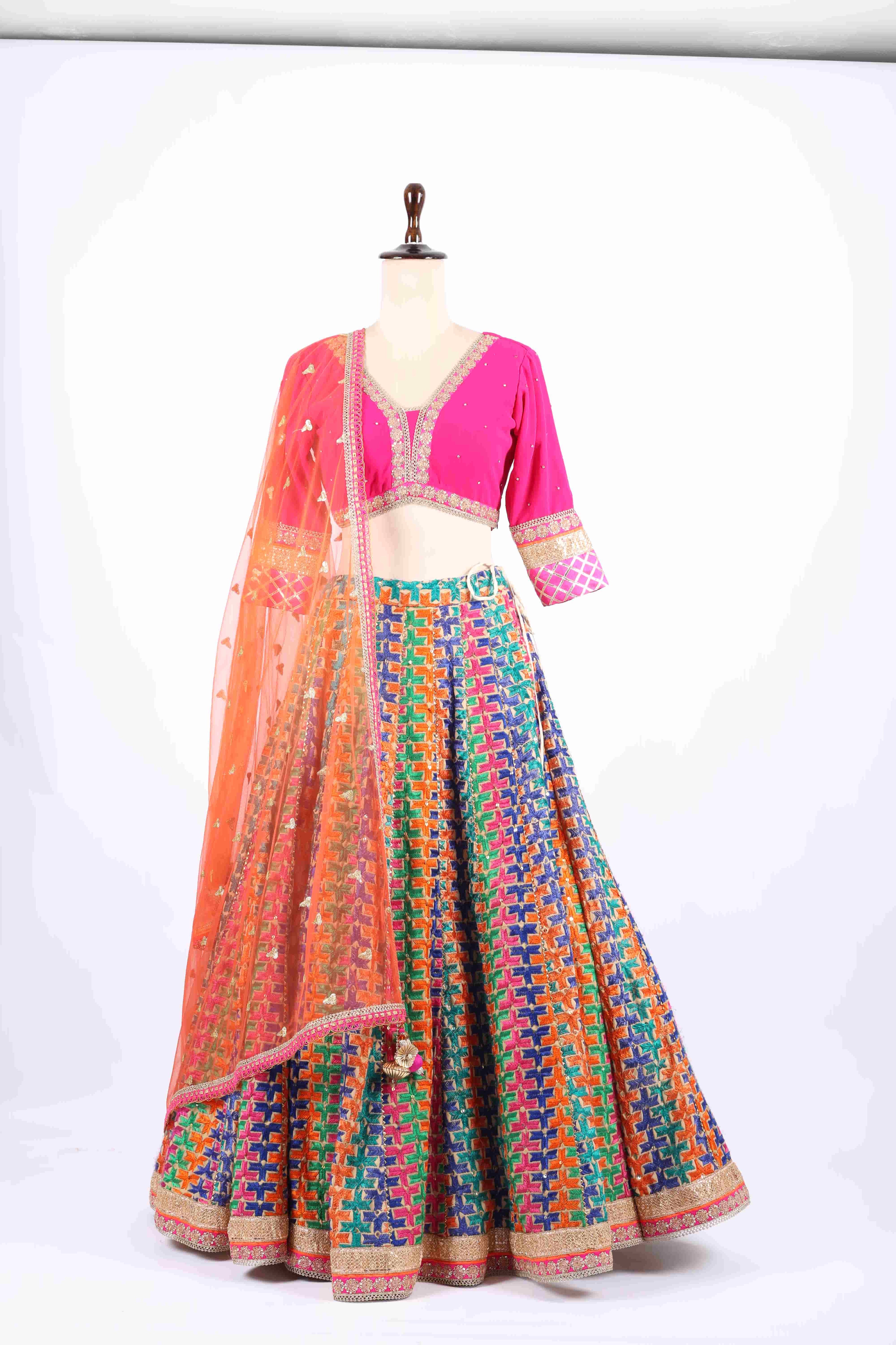 Vibrant Multicolor Embroidered Festive Lehenga Set