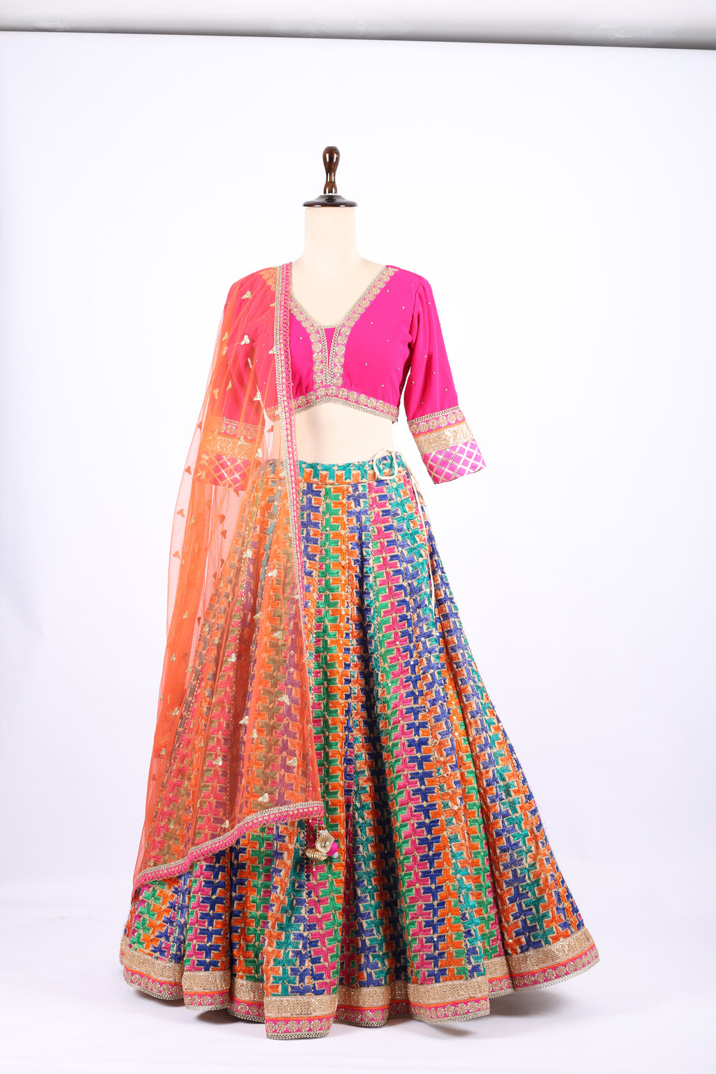 Vibrant Multicolor Embroidered Festive Lehenga Set