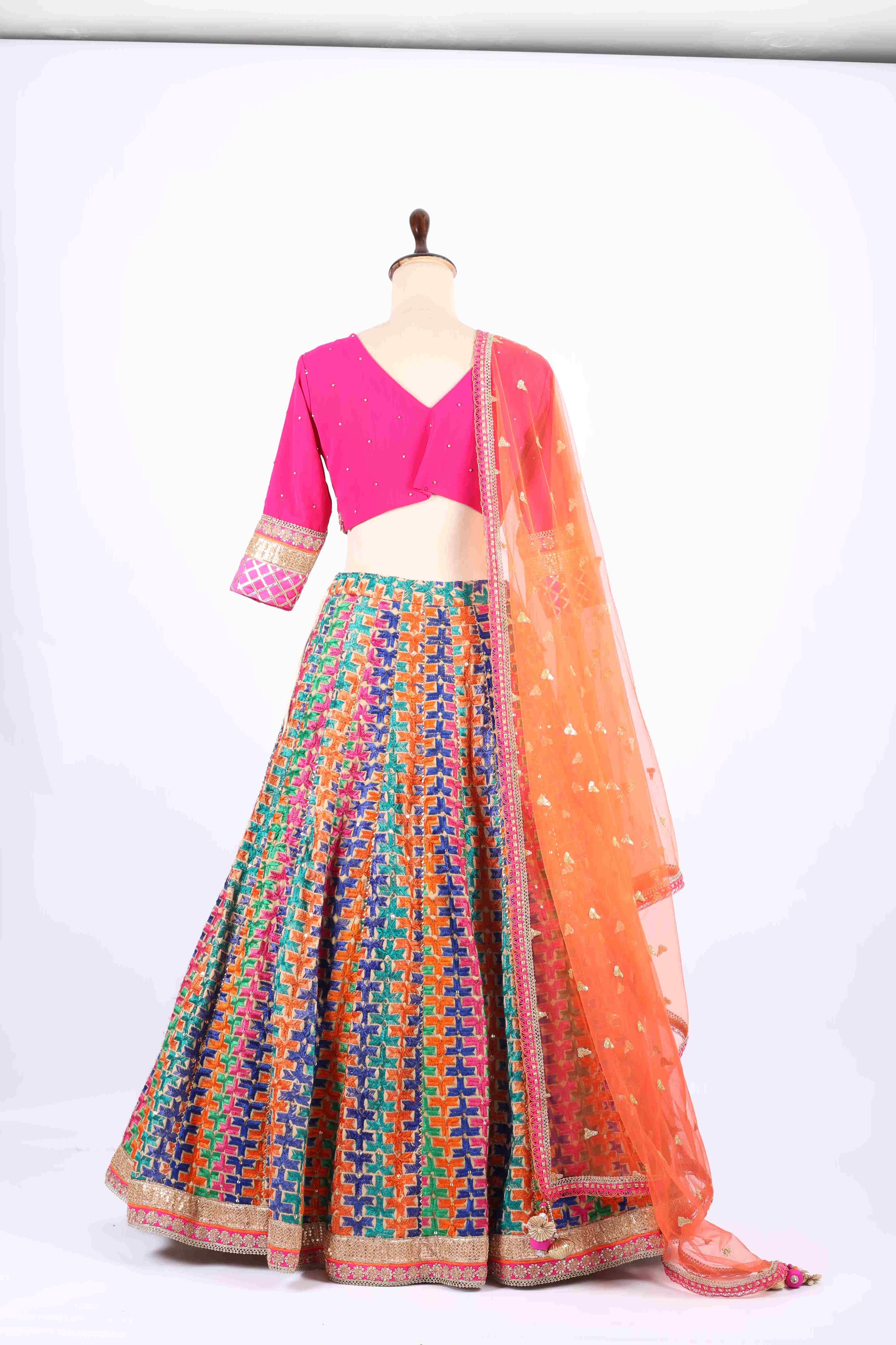 Vibrant Multicolor Embroidered Festive Lehenga Set