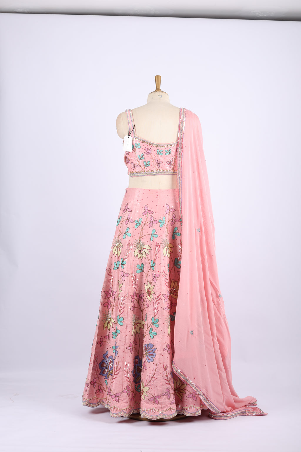 Pastel Pink Floral Embroidered Lehenga Set