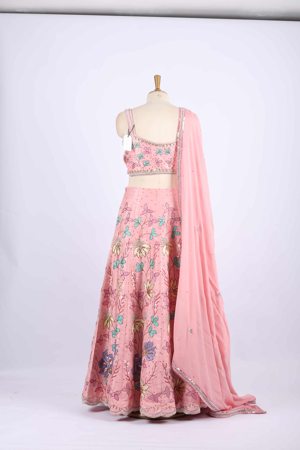 Pastel Pink Floral Embroidered Lehenga Set