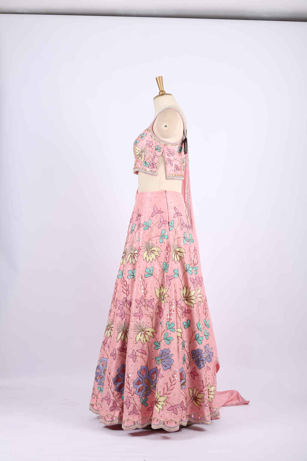 Pastel Pink Floral Embroidered Lehenga Set