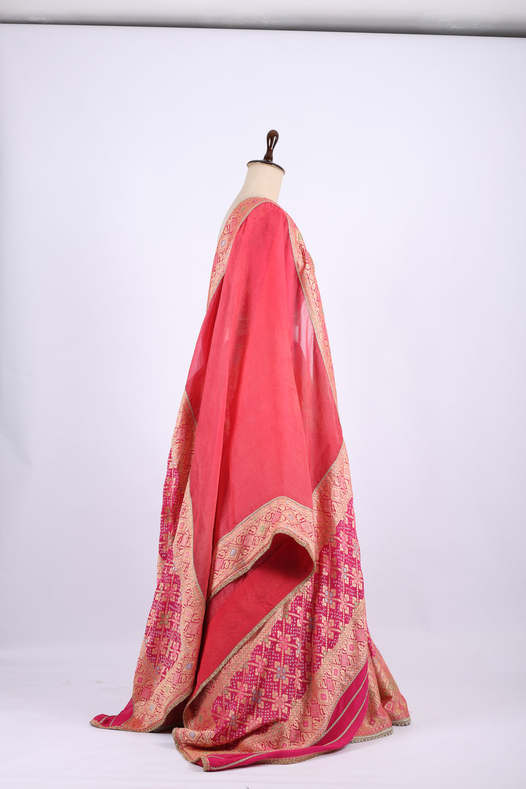 Pink and Gold Banarasi Silk Lehenga Set