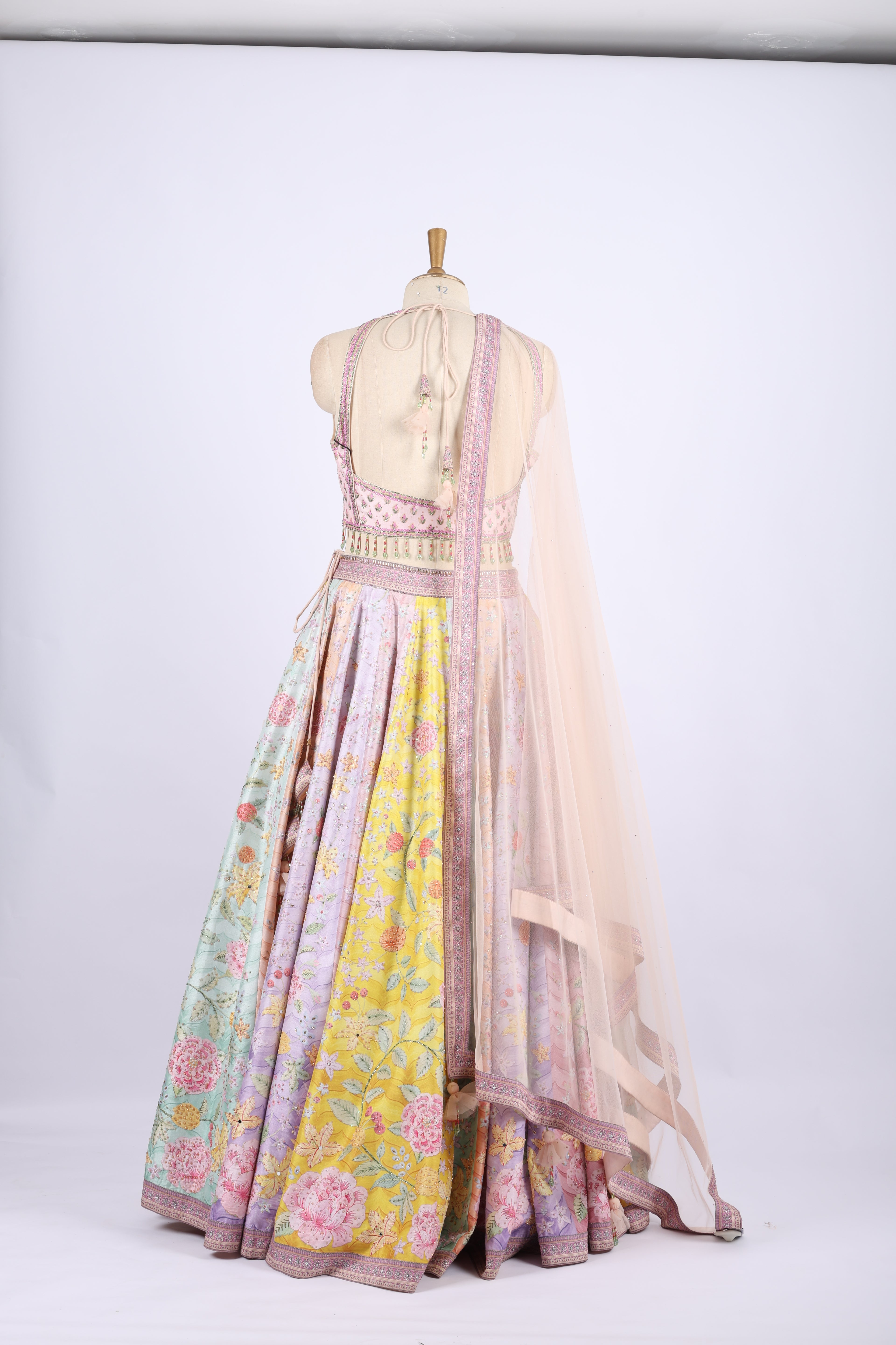 Pastel Multi-Color Floral Embroidered Lehenga Set