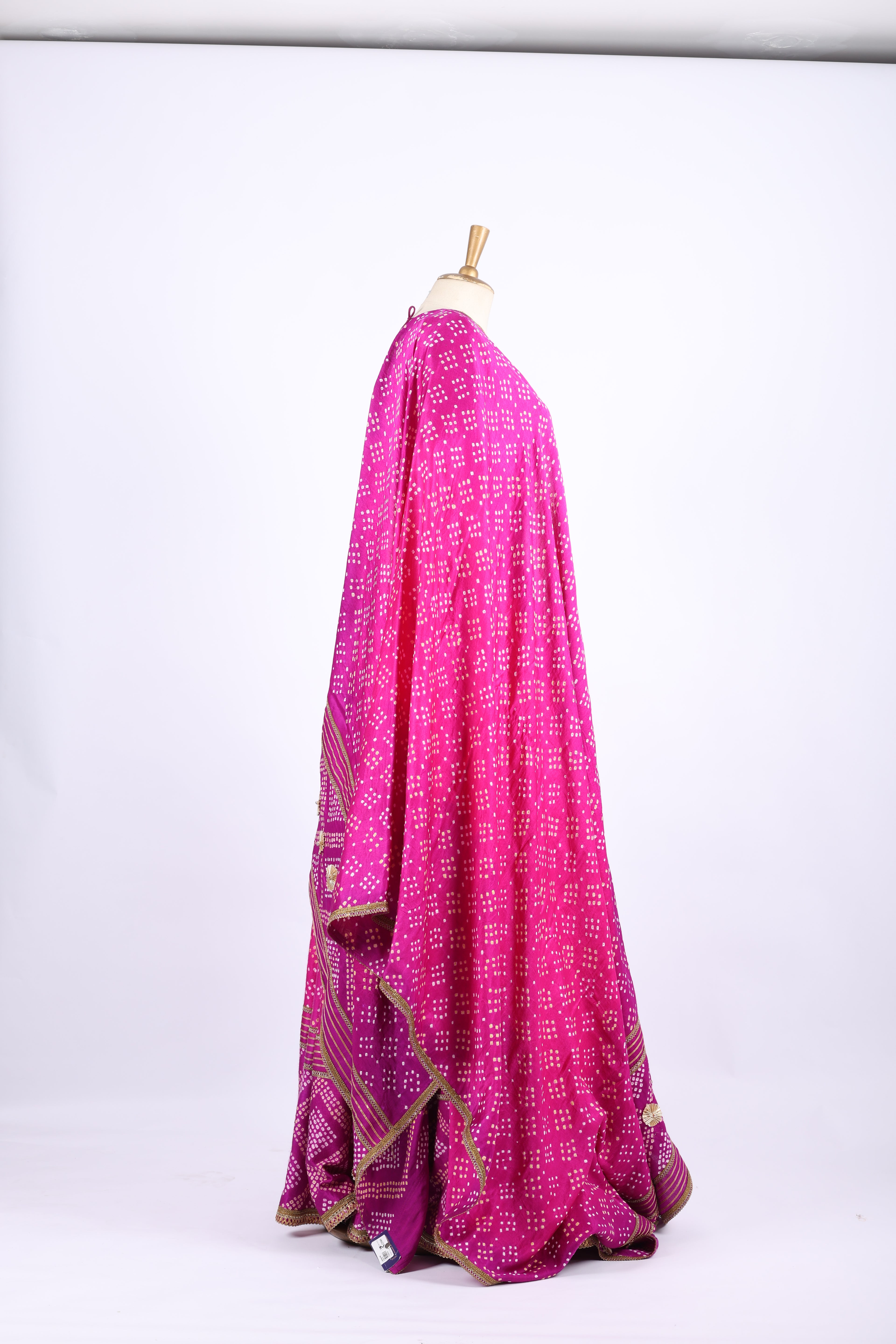 Magenta Bandhani Embroidered Lehenga Set