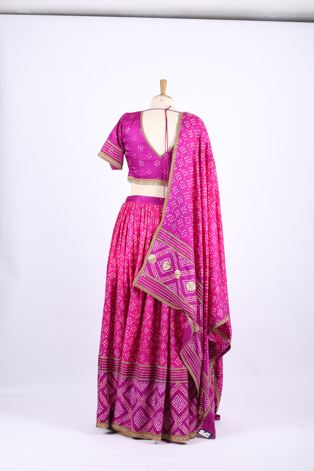 Magenta Bandhani Embroidered Lehenga Set