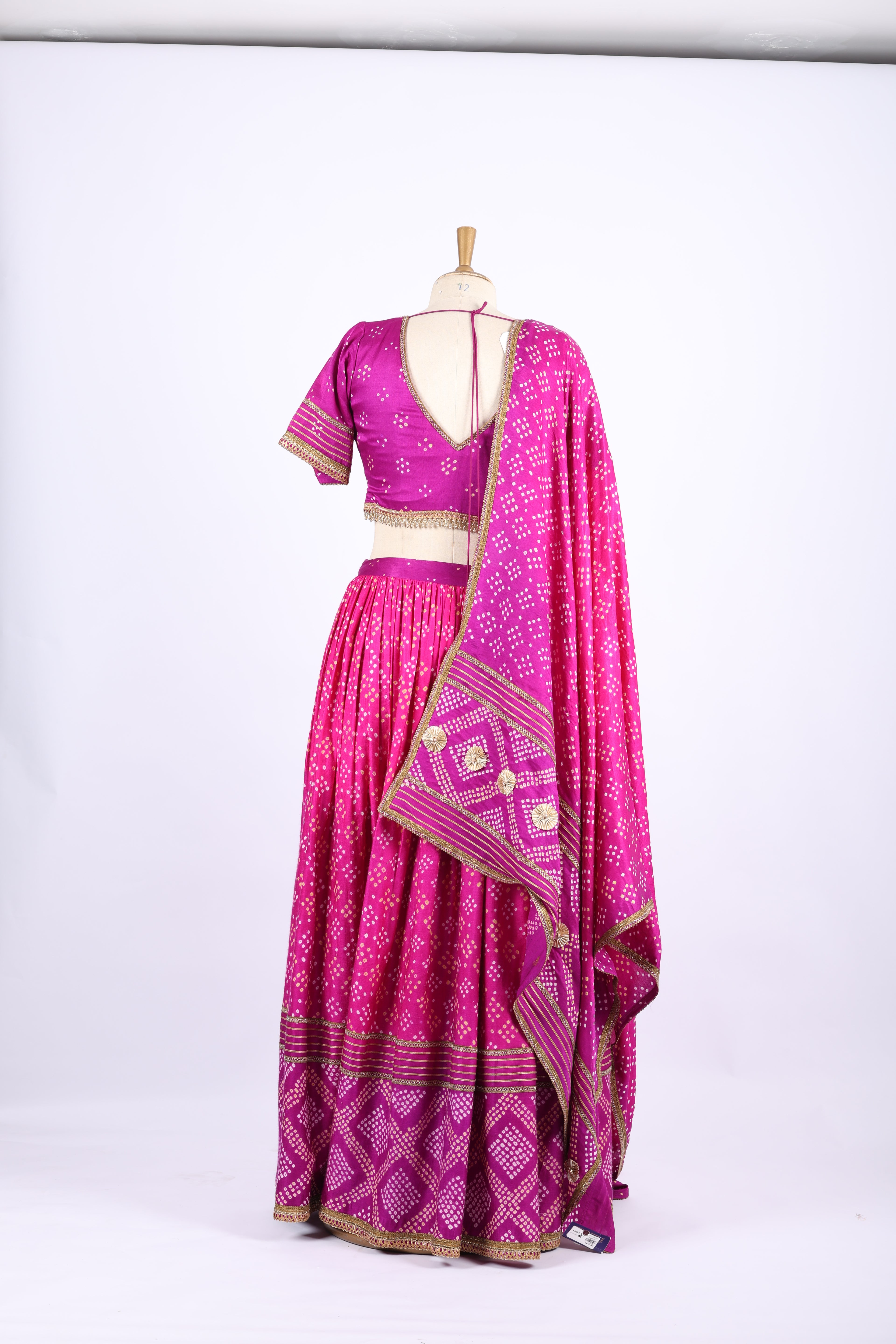 Magenta Bandhani Embroidered Lehenga Set