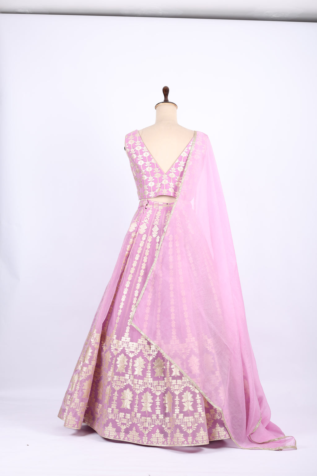 Pastel Pink Banarasi Silk Lehenga Set