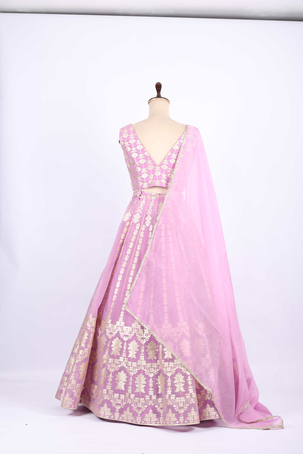 Pastel Pink Banarasi Silk Lehenga Set