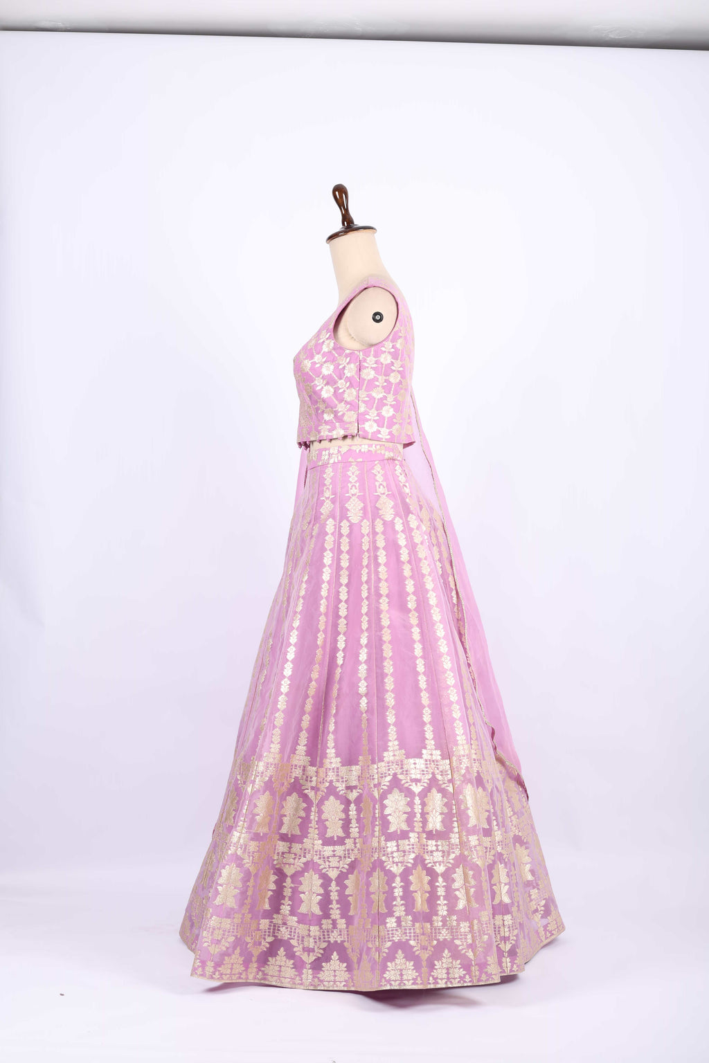 Pastel Pink Banarasi Silk Lehenga Set