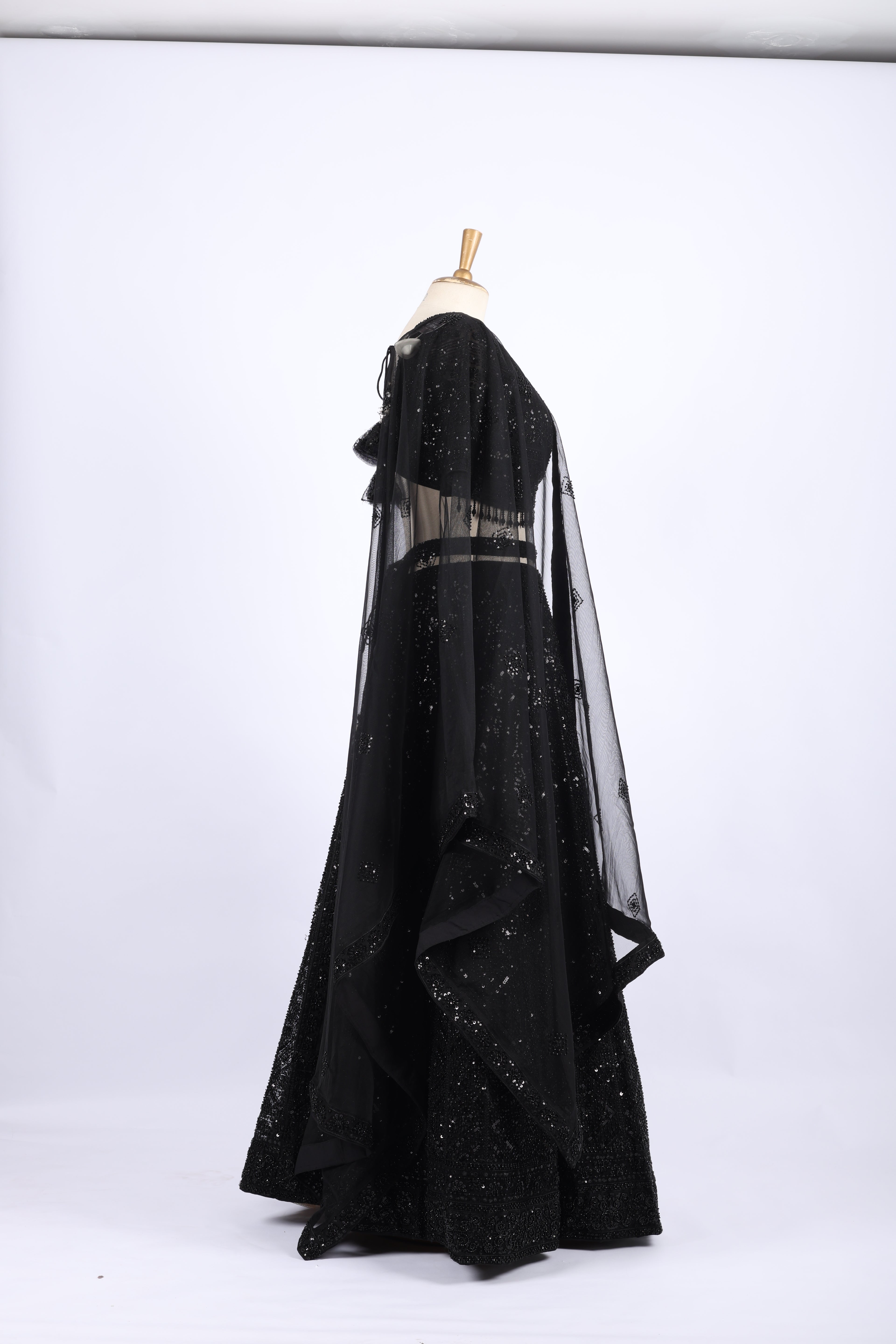 Black Sequin Embroidered Party Wear Lehenga Set