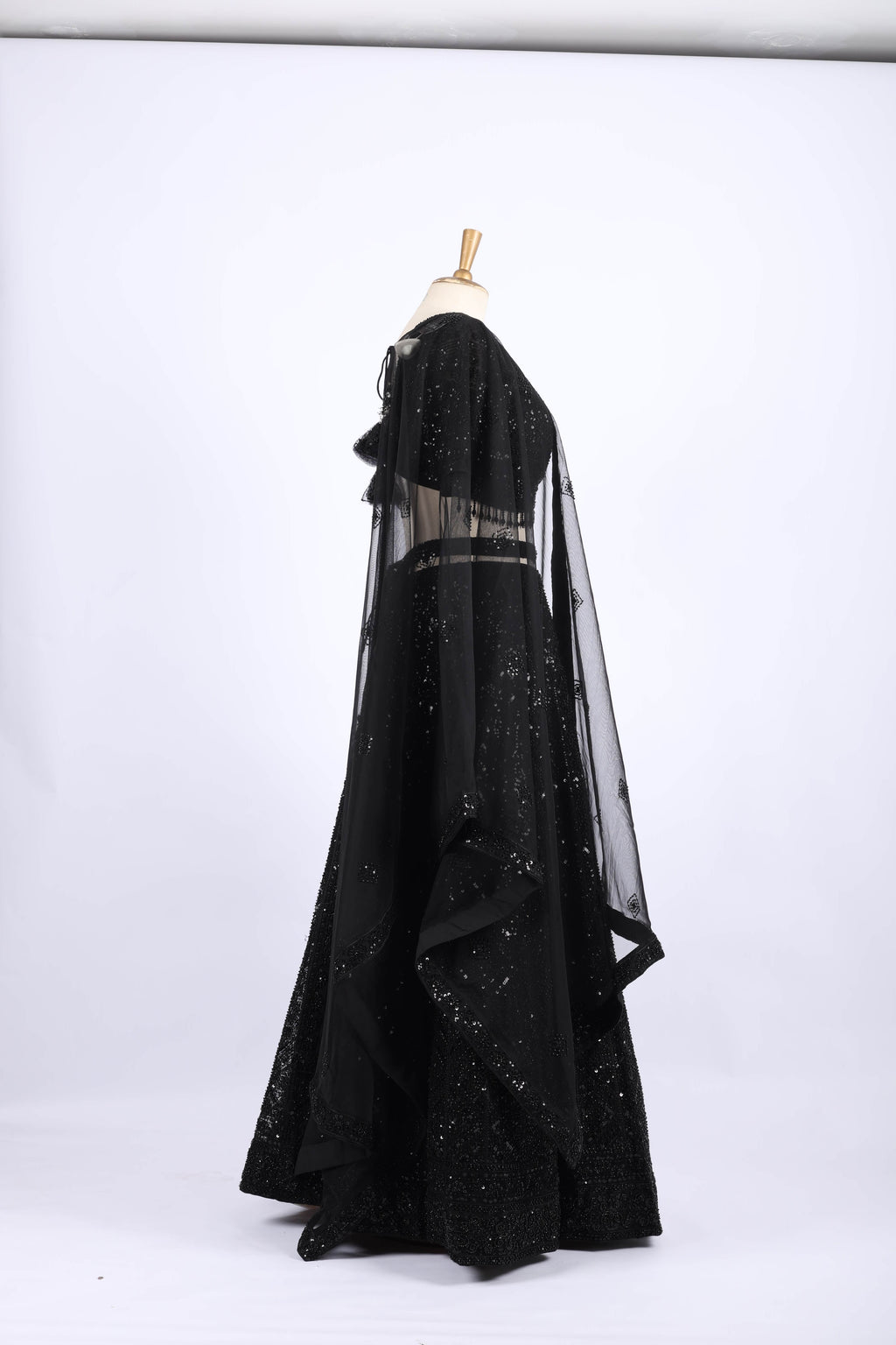 Black Sequin Embroidered Party Wear Lehenga Set