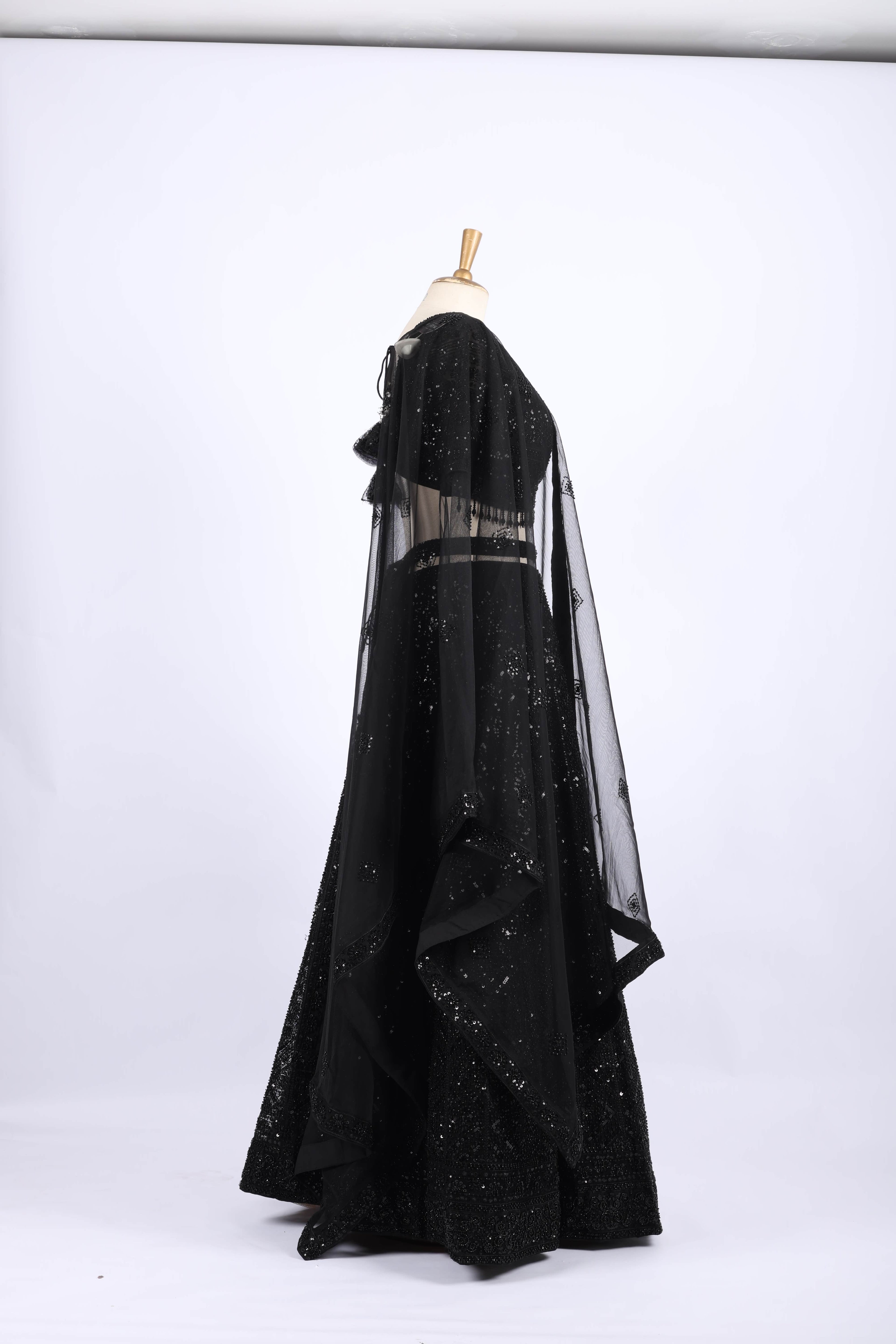 Black Sequin Embroidered Party Wear Lehenga Set