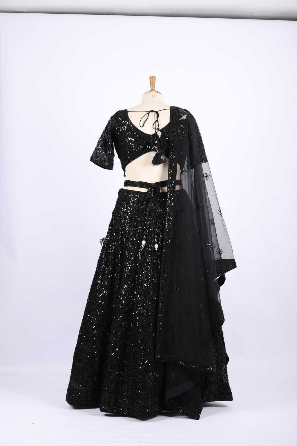 Black Sequin Embroidered Party Wear Lehenga Set