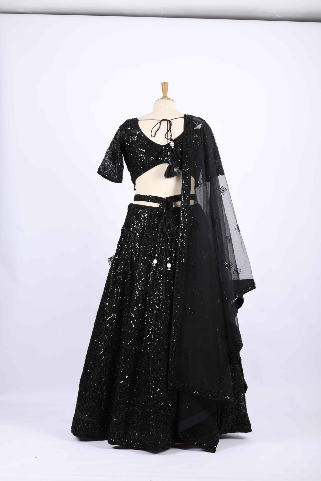Black Sequin Embroidered Party Wear Lehenga Set