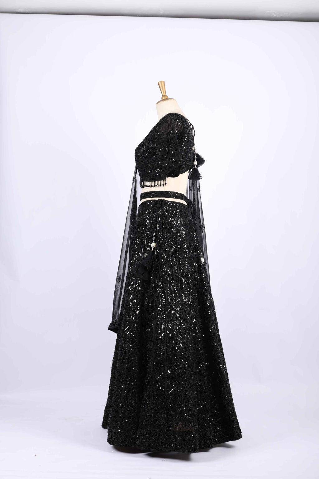 Black Sequin Embroidered Party Wear Lehenga Set