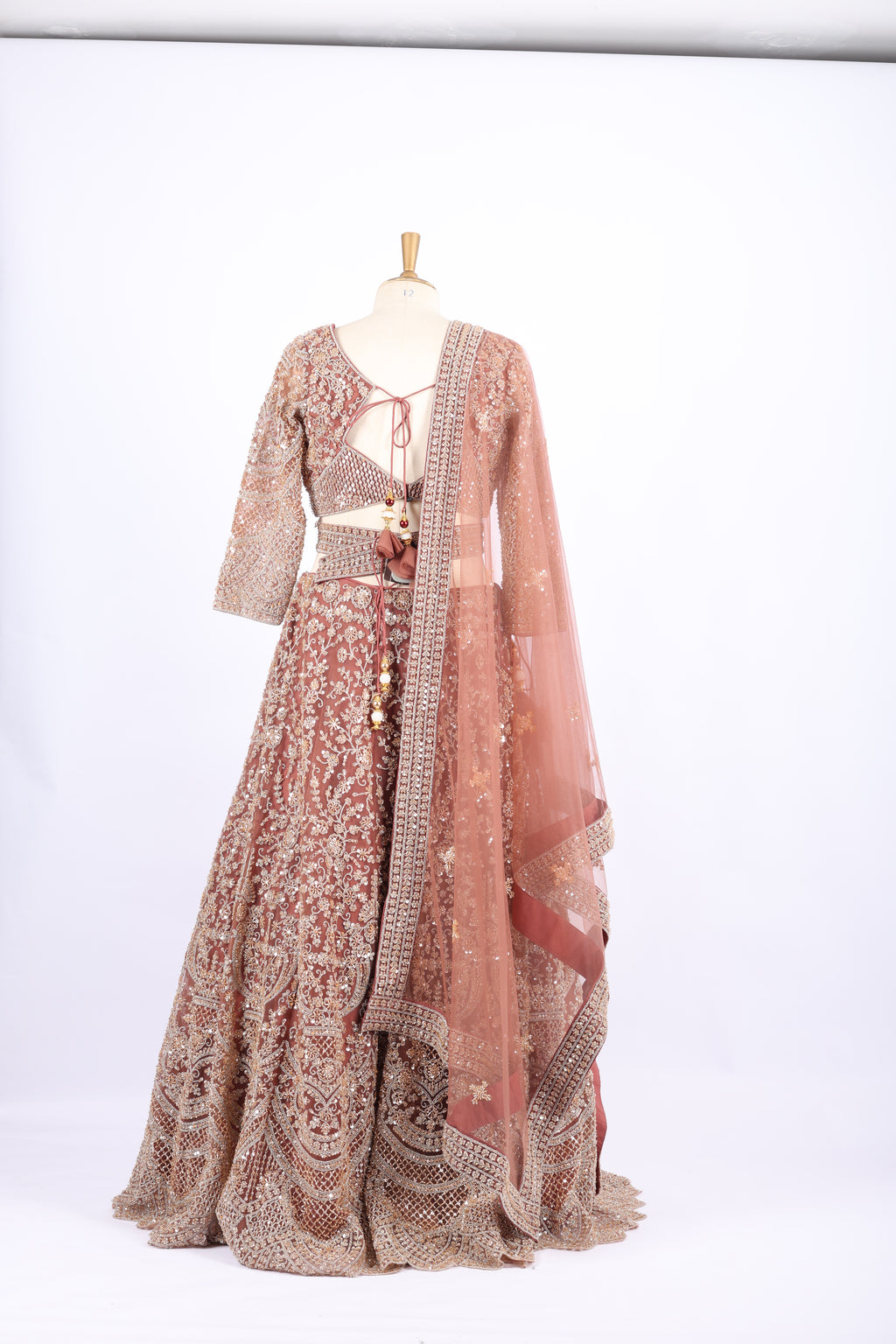 Rose Gold Heavy Embroidered Bridal Lehenga Set