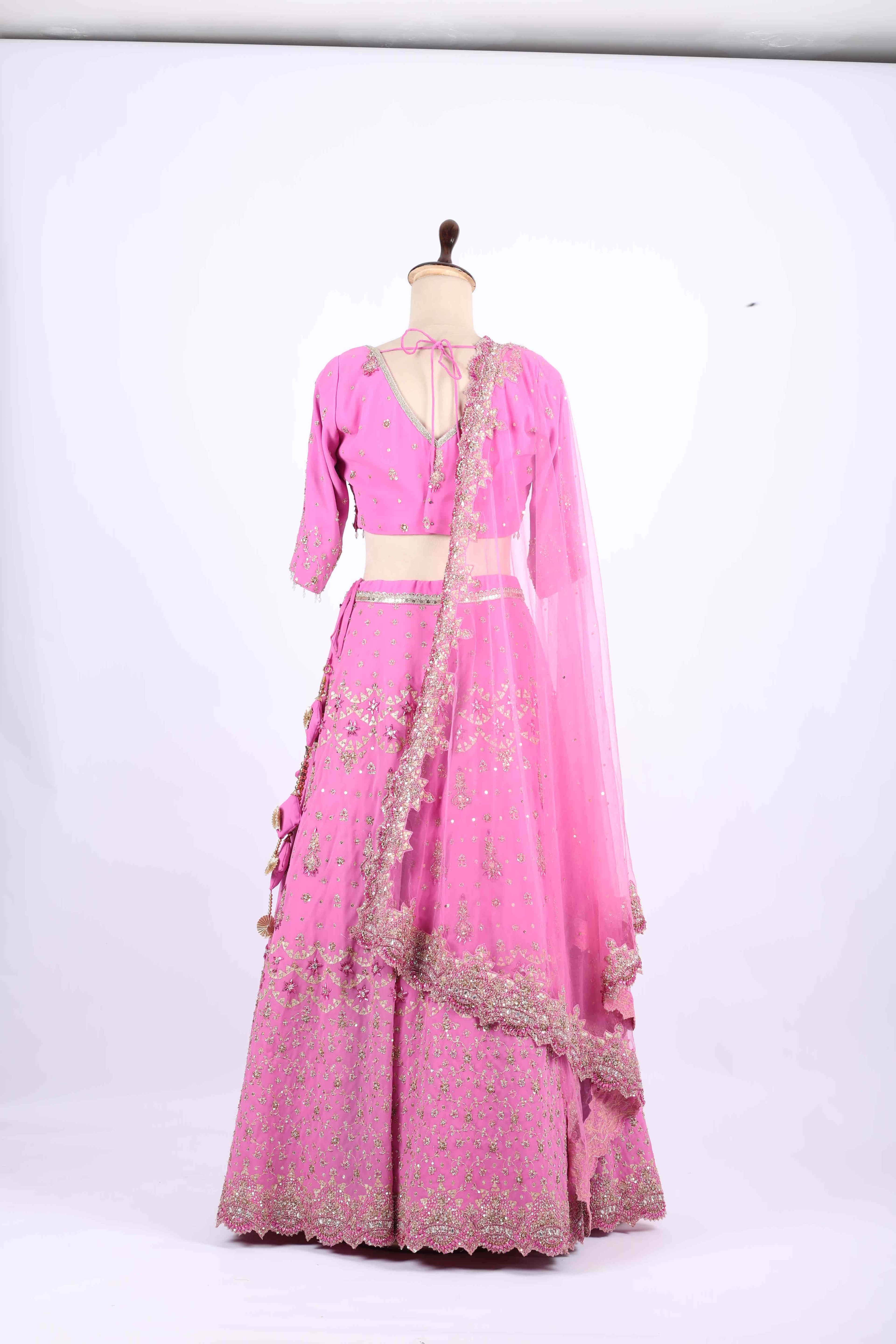 Hot Pink Embellished Designer Lehenga Set