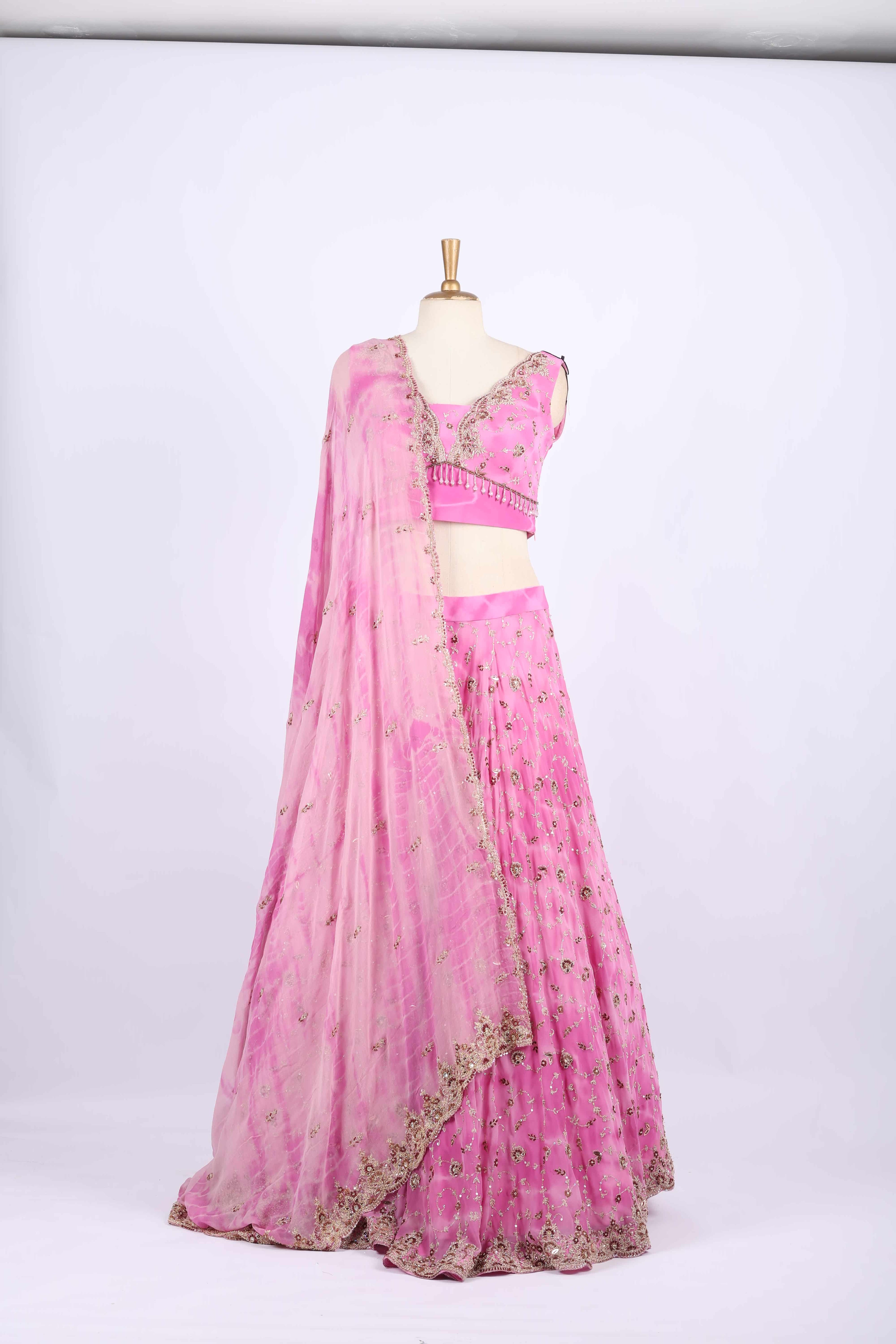 Light Pink Embroidered Lehenga Set