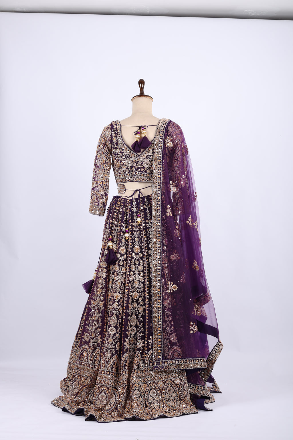 Royal Purple Heavy Embroidered Bridal Lehenga Set