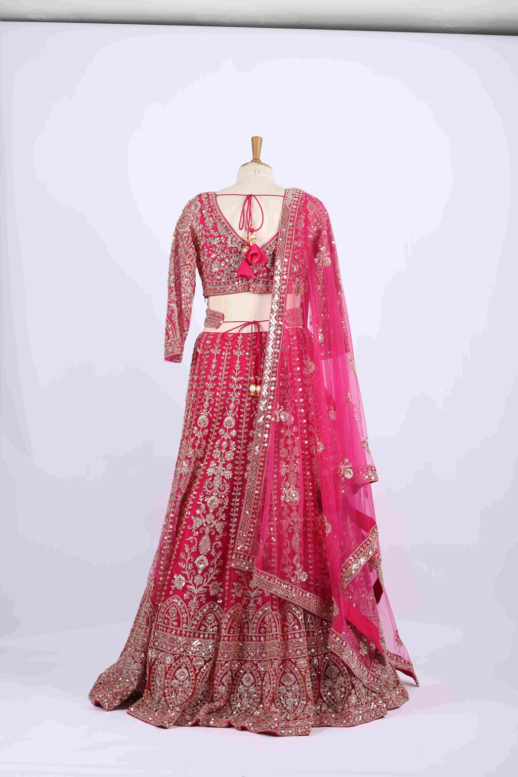 Hot Pink Heavily Embroidered Bridal Lehenga Set