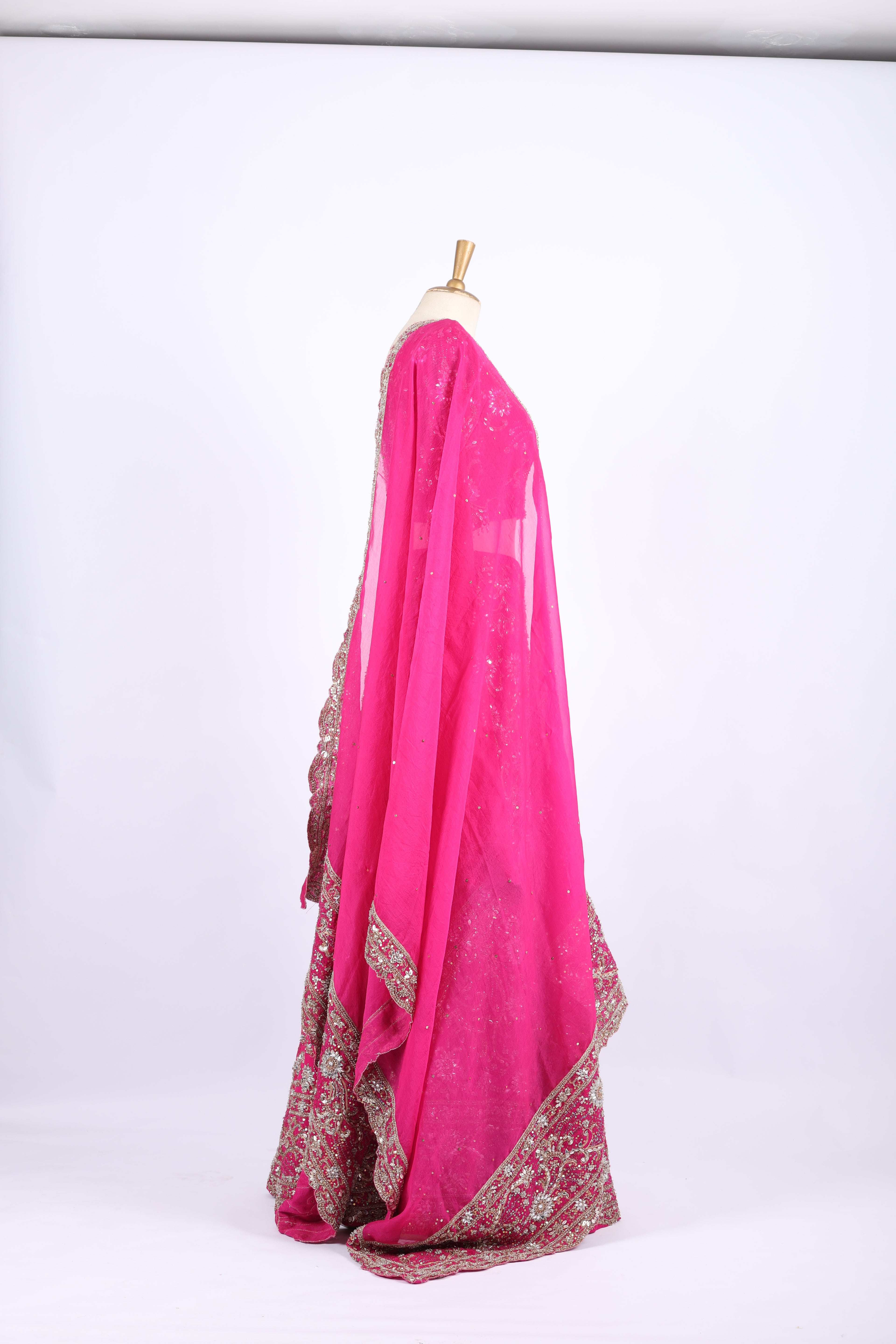 Hot Pink Embroidered Bridal Lehenga Set