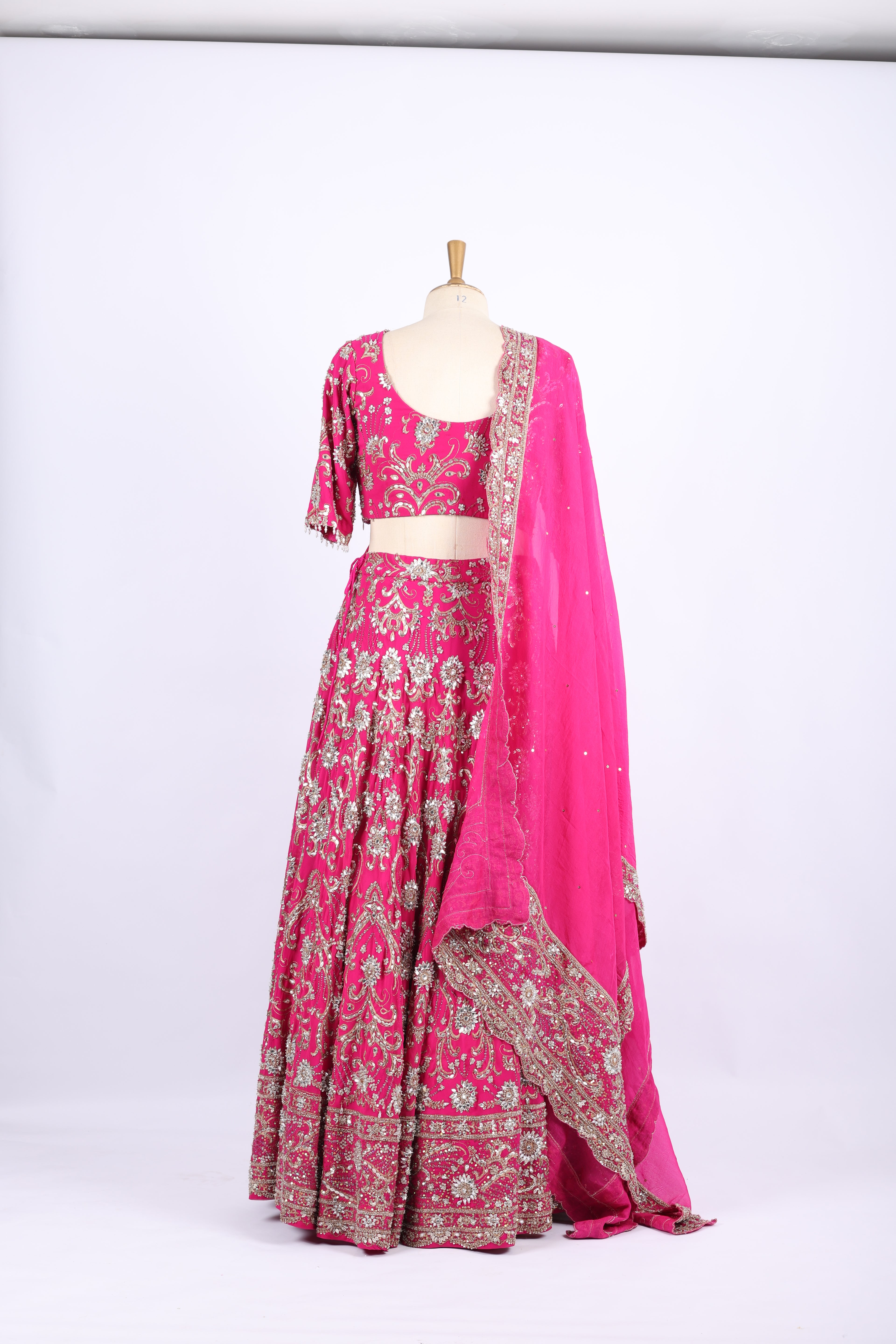 Hot Pink Embroidered Bridal Lehenga Set