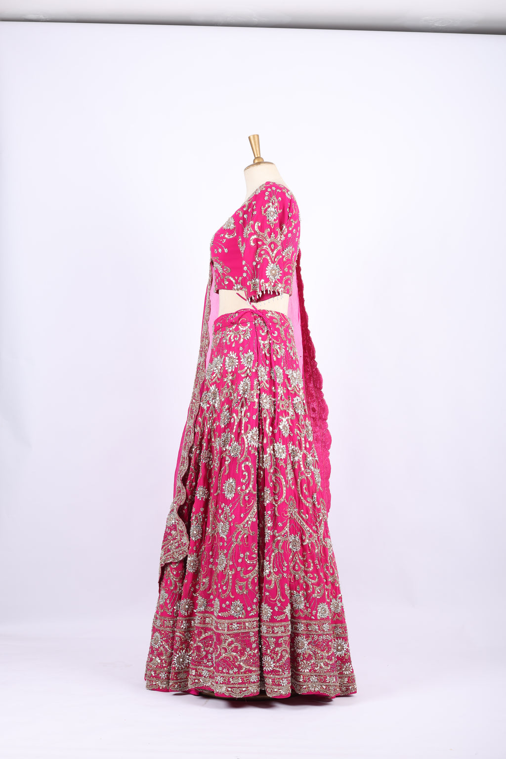 Hot Pink Embroidered Bridal Lehenga Set