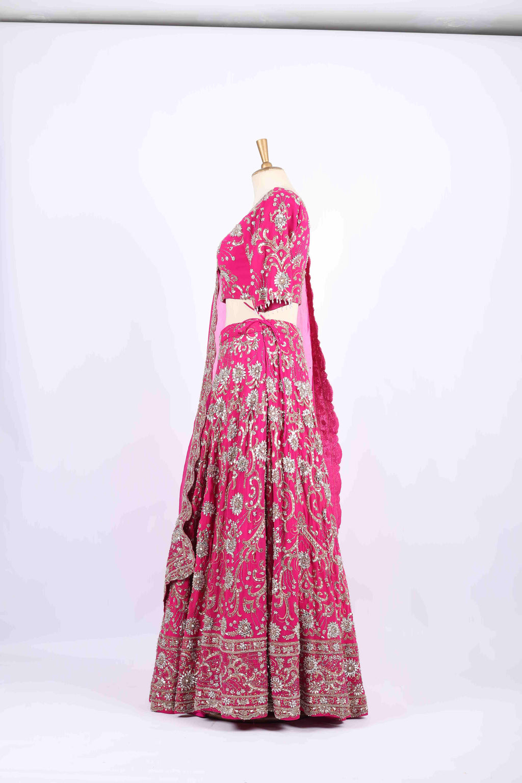 Hot Pink Embroidered Bridal Lehenga Set